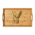 Monogram Letter Y Bamboo Serving Tray | Engraved Initial Wood Tray
