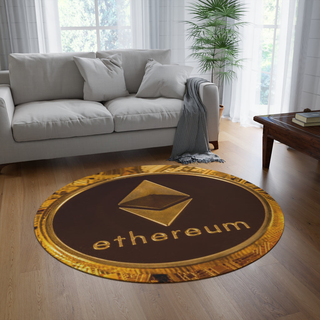 Ethereum Coin Round Rug | Cryptocurrency Logo Floor Mat