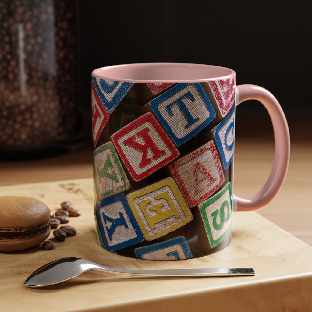 Alphabet Blocks Accent Coffee Mug | Kids Toy Letter Pattern