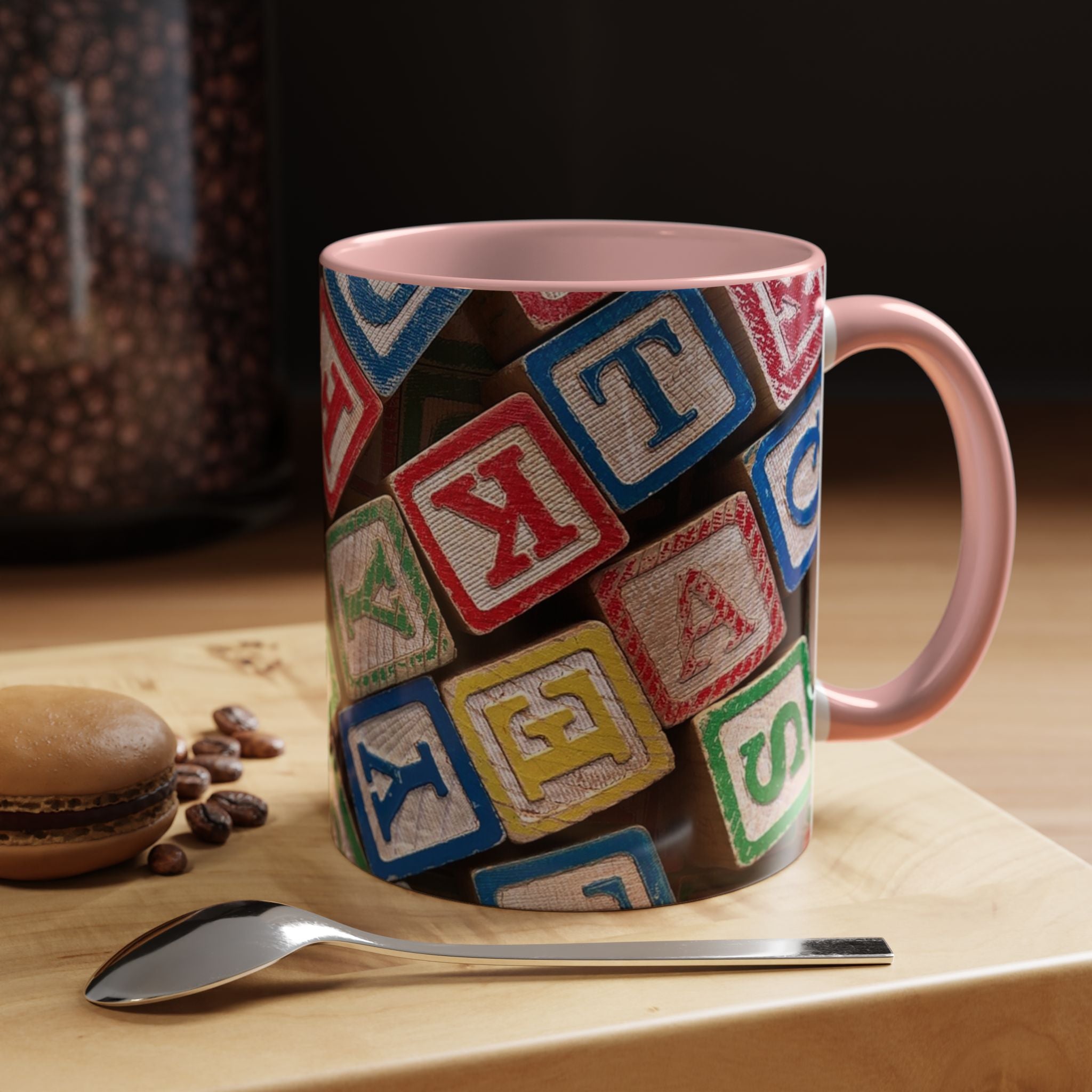 Alphabet Blocks Accent Coffee Mug | Kids Toy Letter Pattern