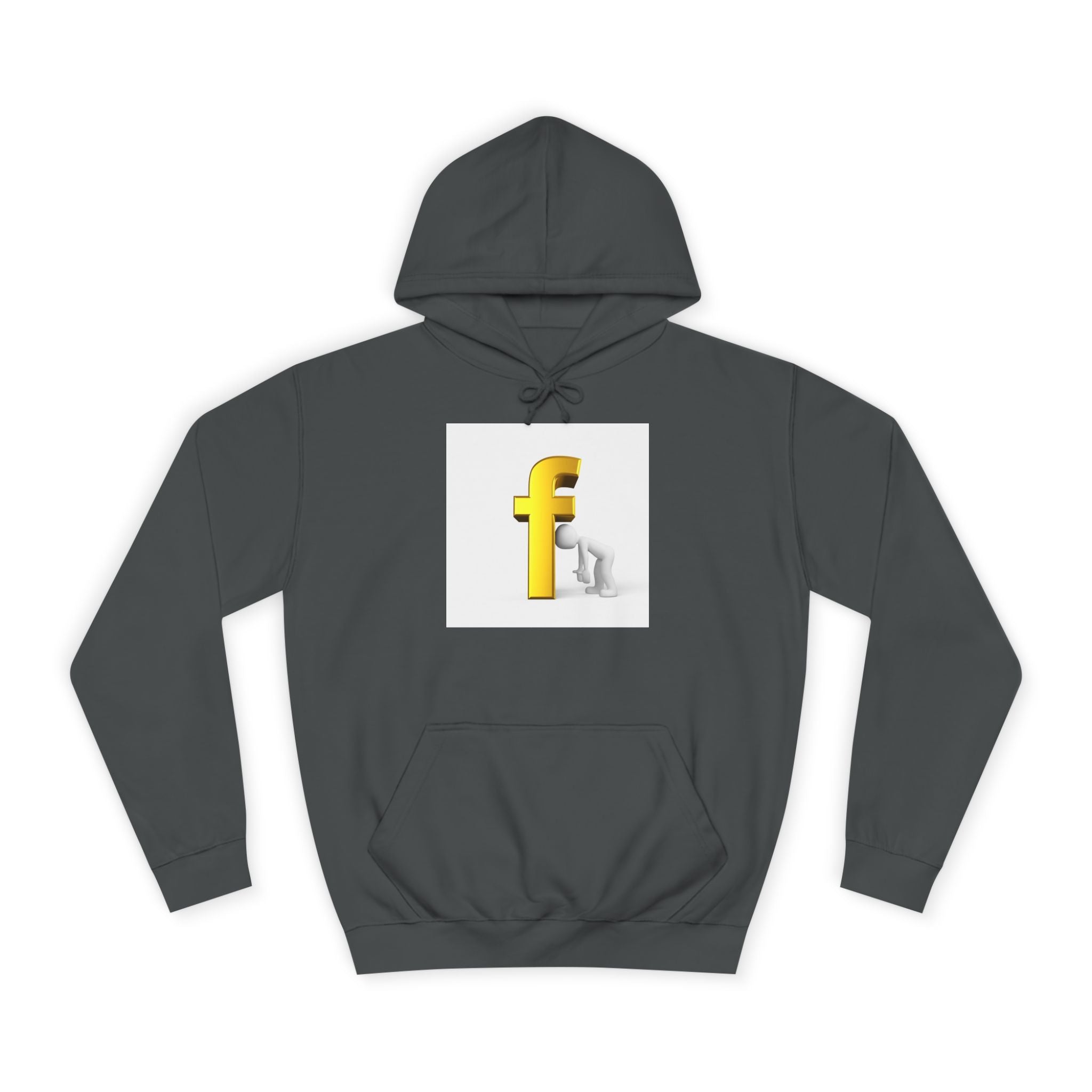 Yellow 3D Letter F Kneeling Figure Hoodie | Typography Graphic