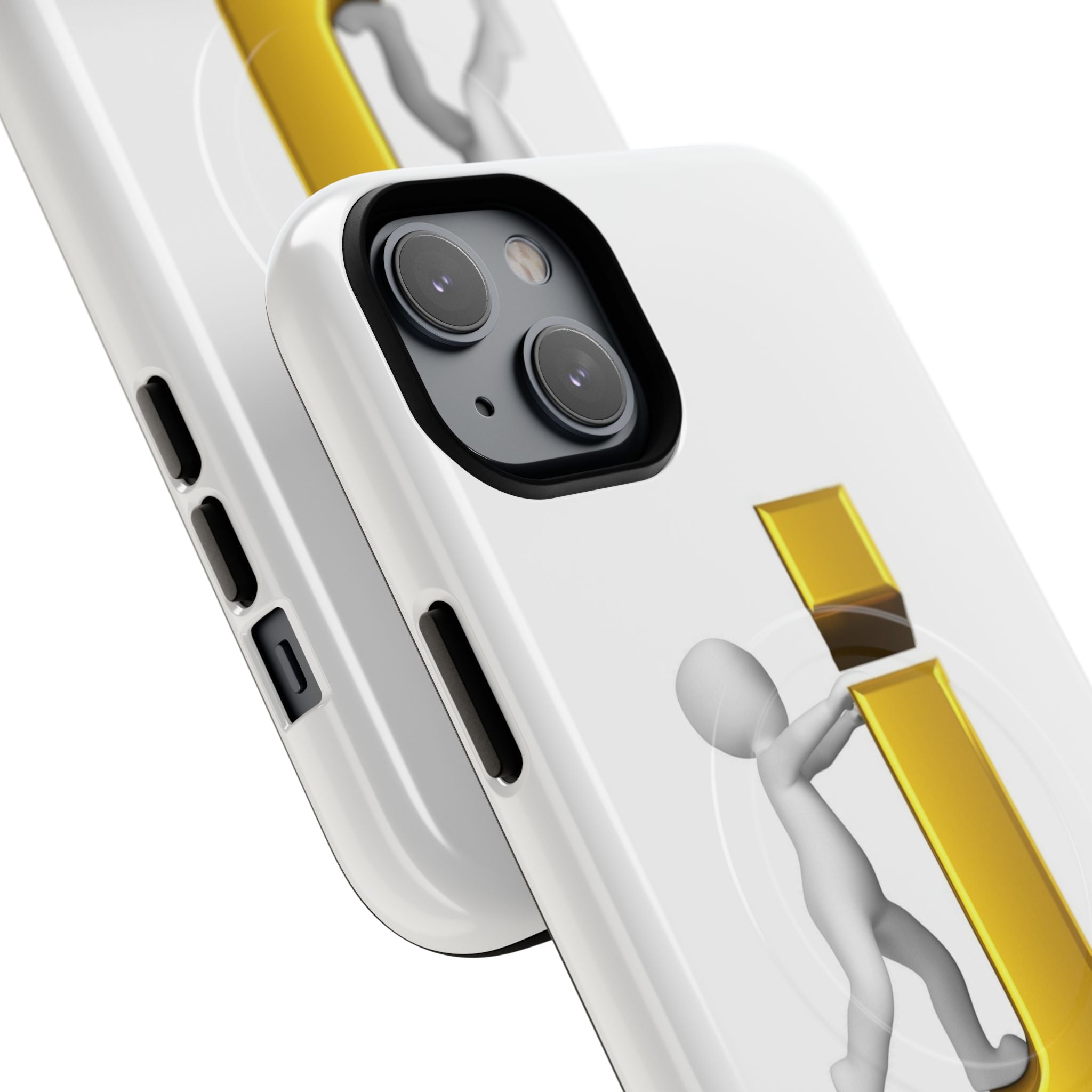 3D Stick Figure Pushing Gold Letter J Phone Case | Tough Magnetic Case