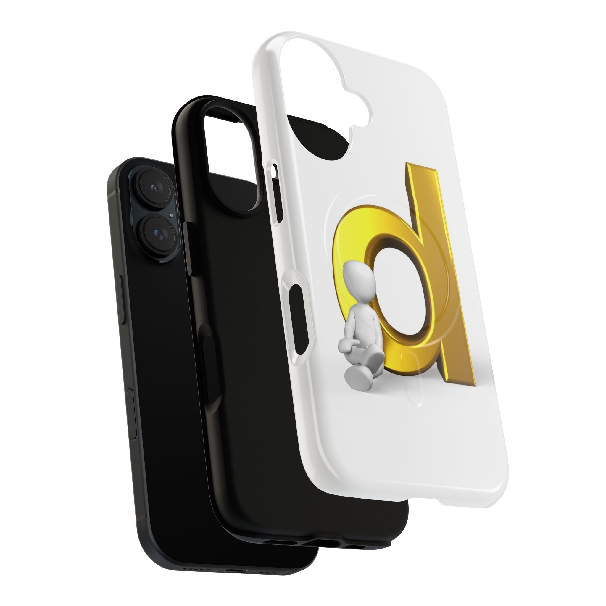 Gold Letter D with Sitting Character phone case | Magnetic Case