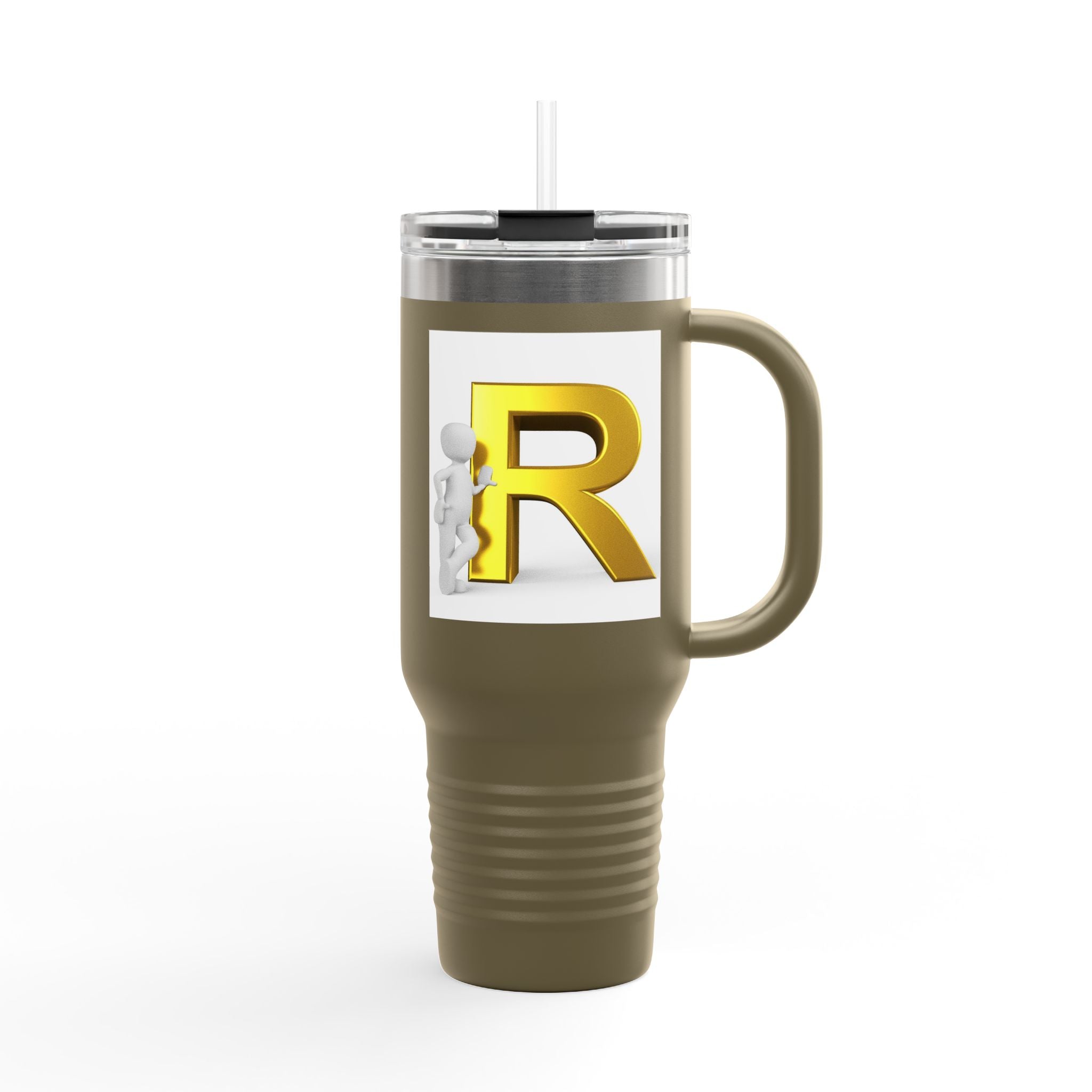 Gold 3D Letter R Initial Insulated Travel Mug | 40oz