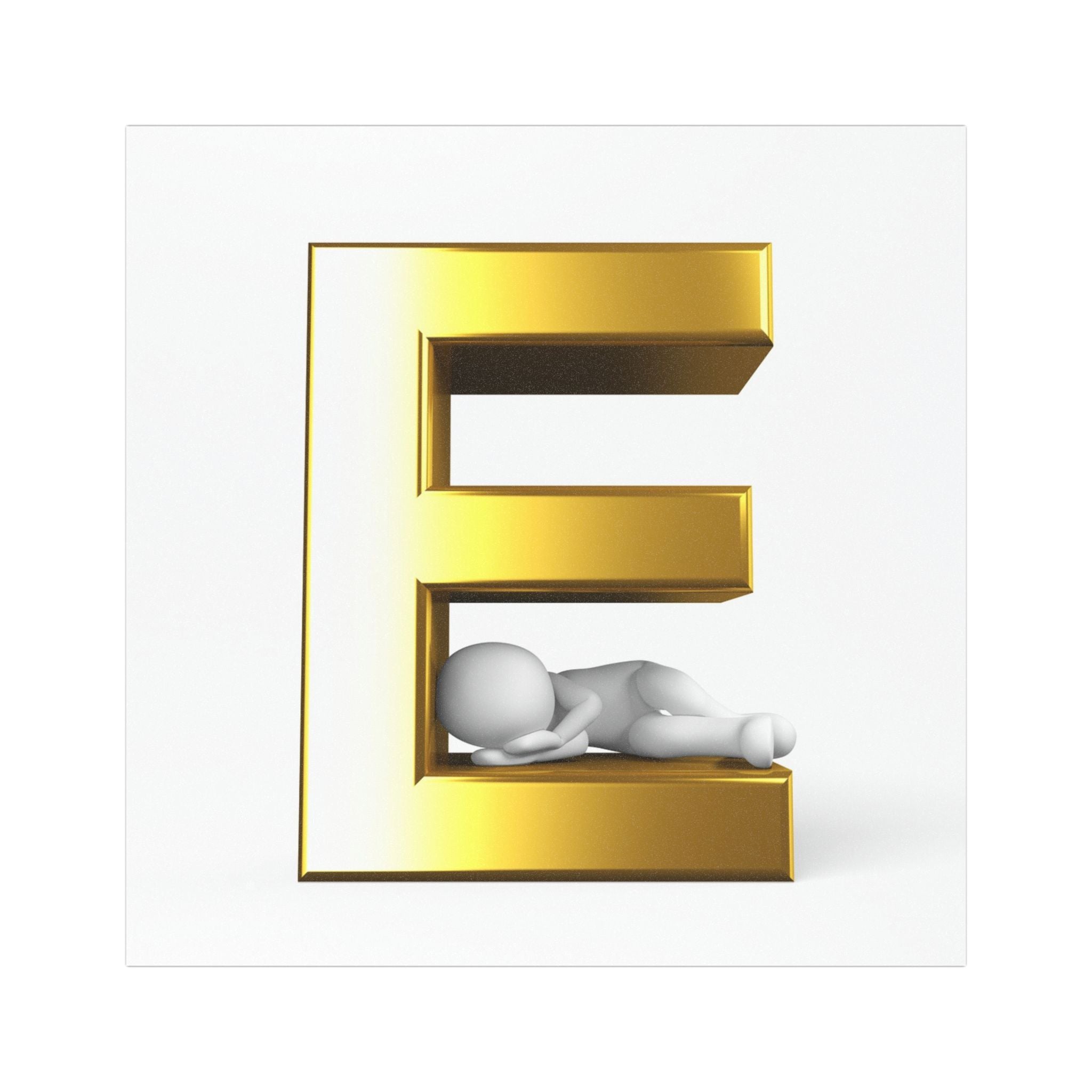 Gold Letter E with Sleeping Figurine Car Magnet