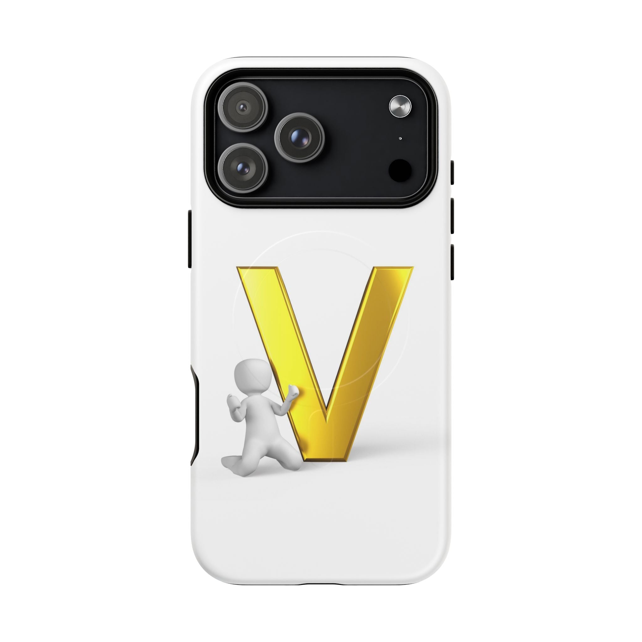 Coque de téléphone à monogramme lettre V dorée | Coque magnétique résistante