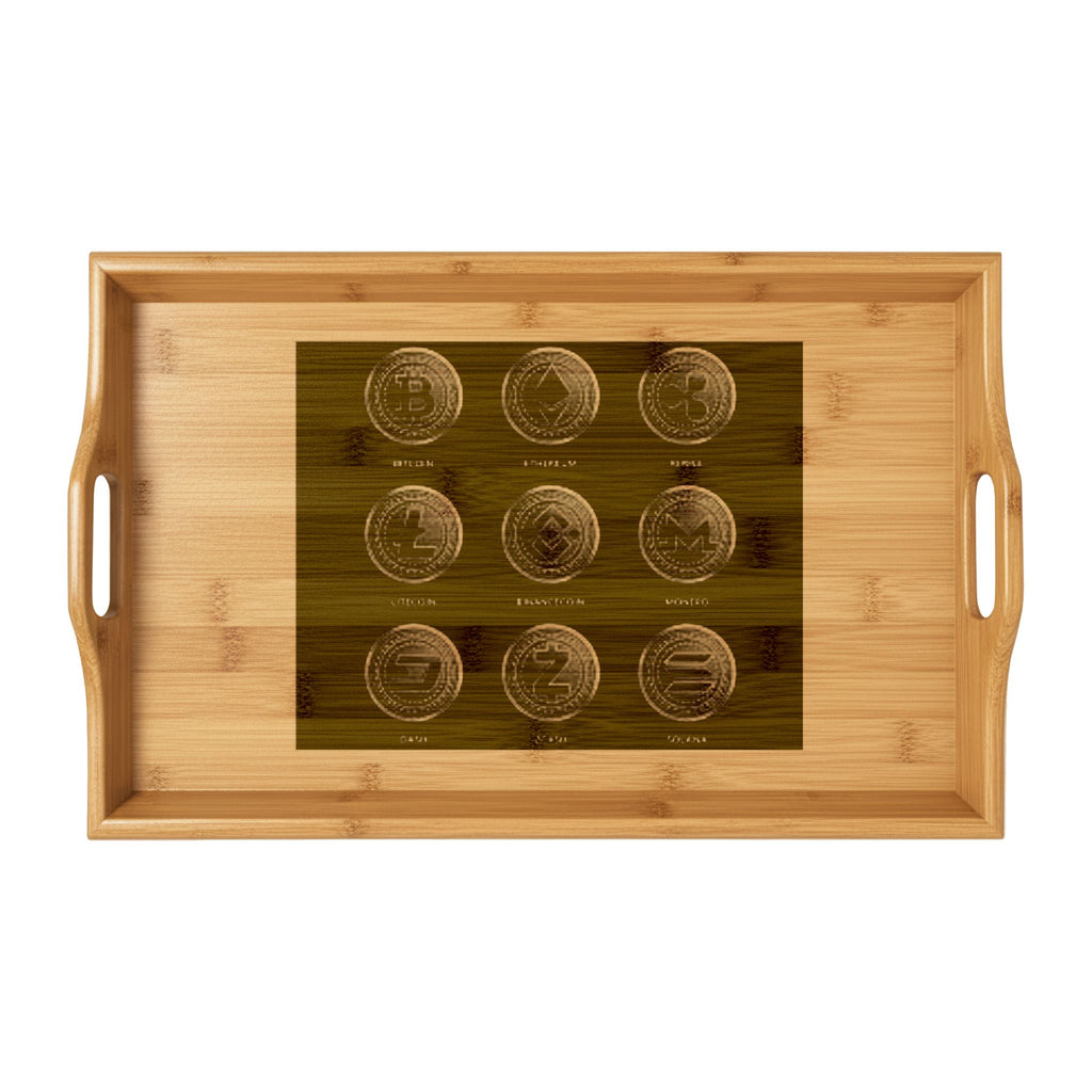 Cryptocurrency Coins Bamboo Serving Tray (Engraving)