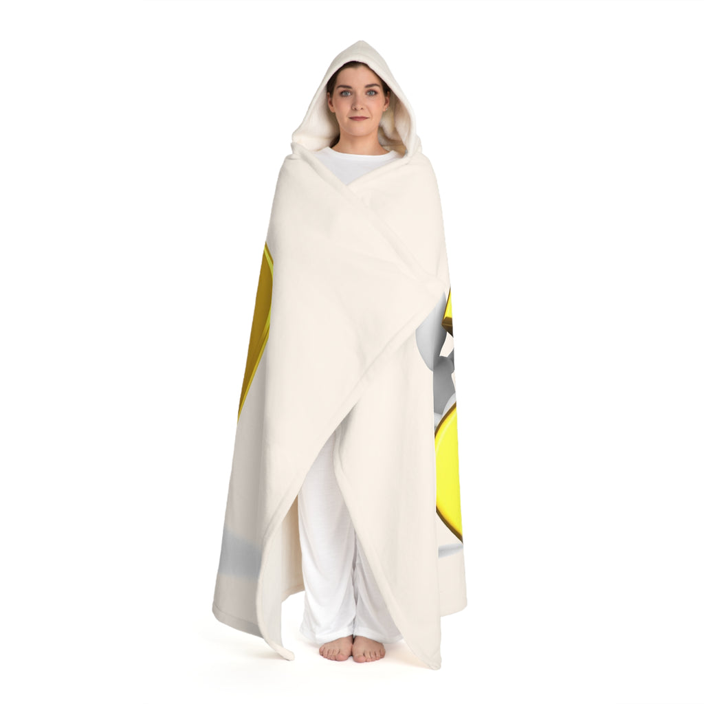 Gold letter A With Figure Hooded Sherpa Fleece Blanket