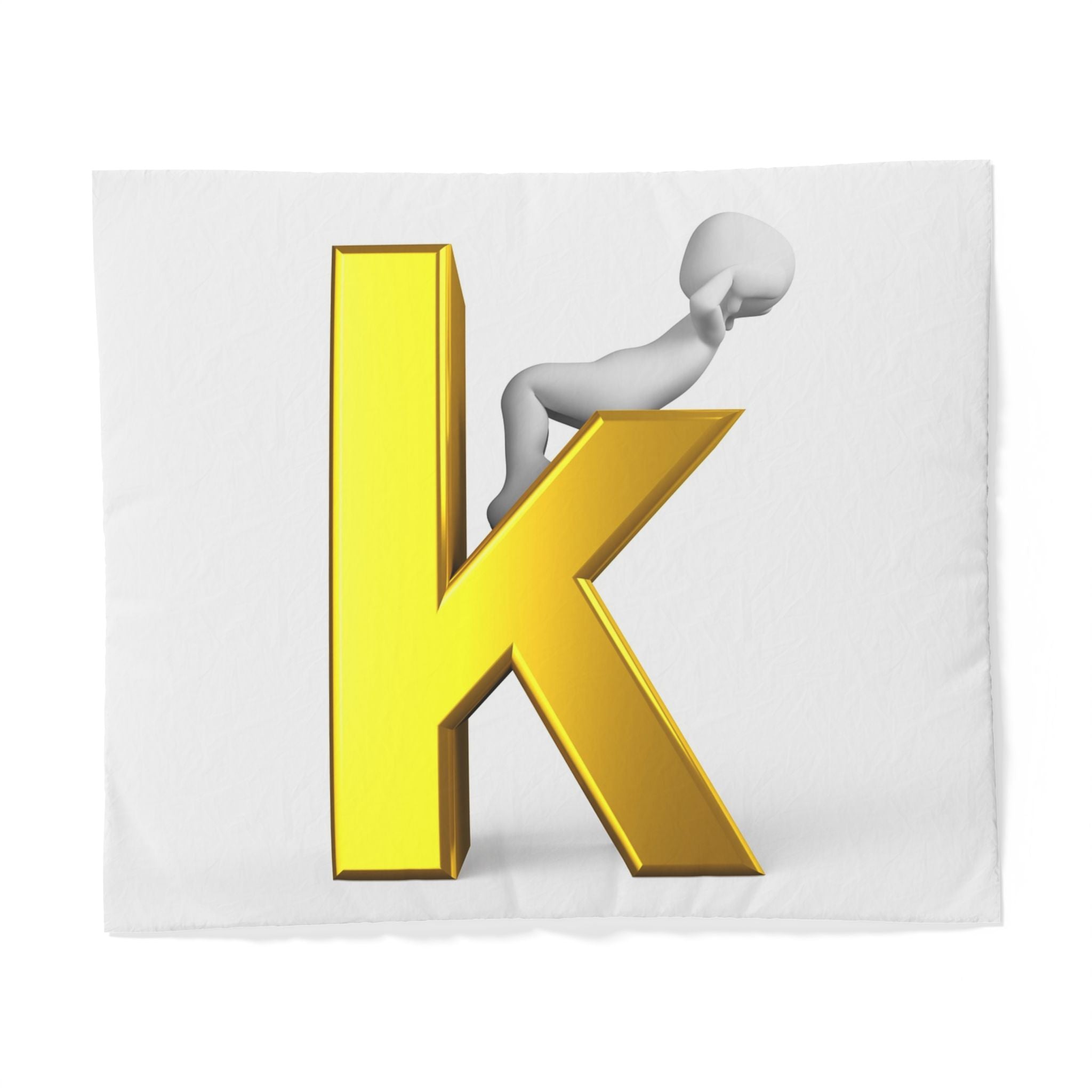 Housse de couette or Lettre K 3D | Housse de couette monogramme en coton