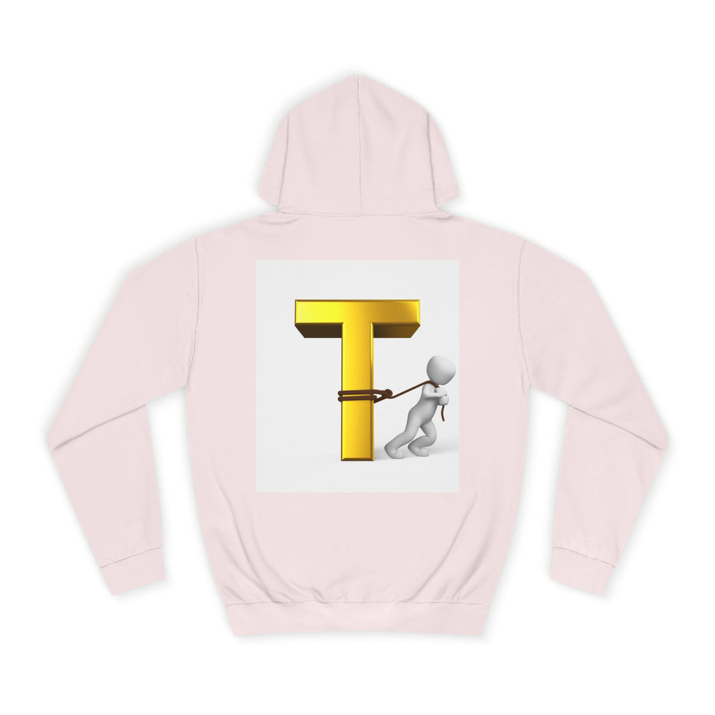 Letter T Mascot Pulling Block T Hoodie | Monogram Initial T Sweatshirt