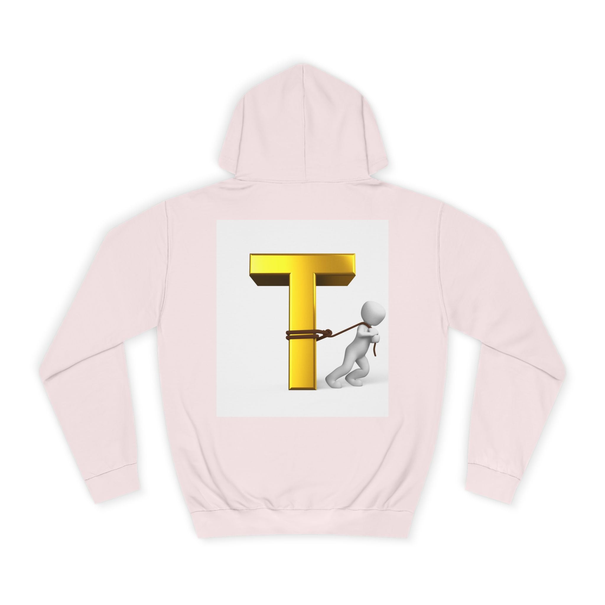 Letter T Mascot Pulling Block T Hoodie | Monogram Initial T Sweatshirt
