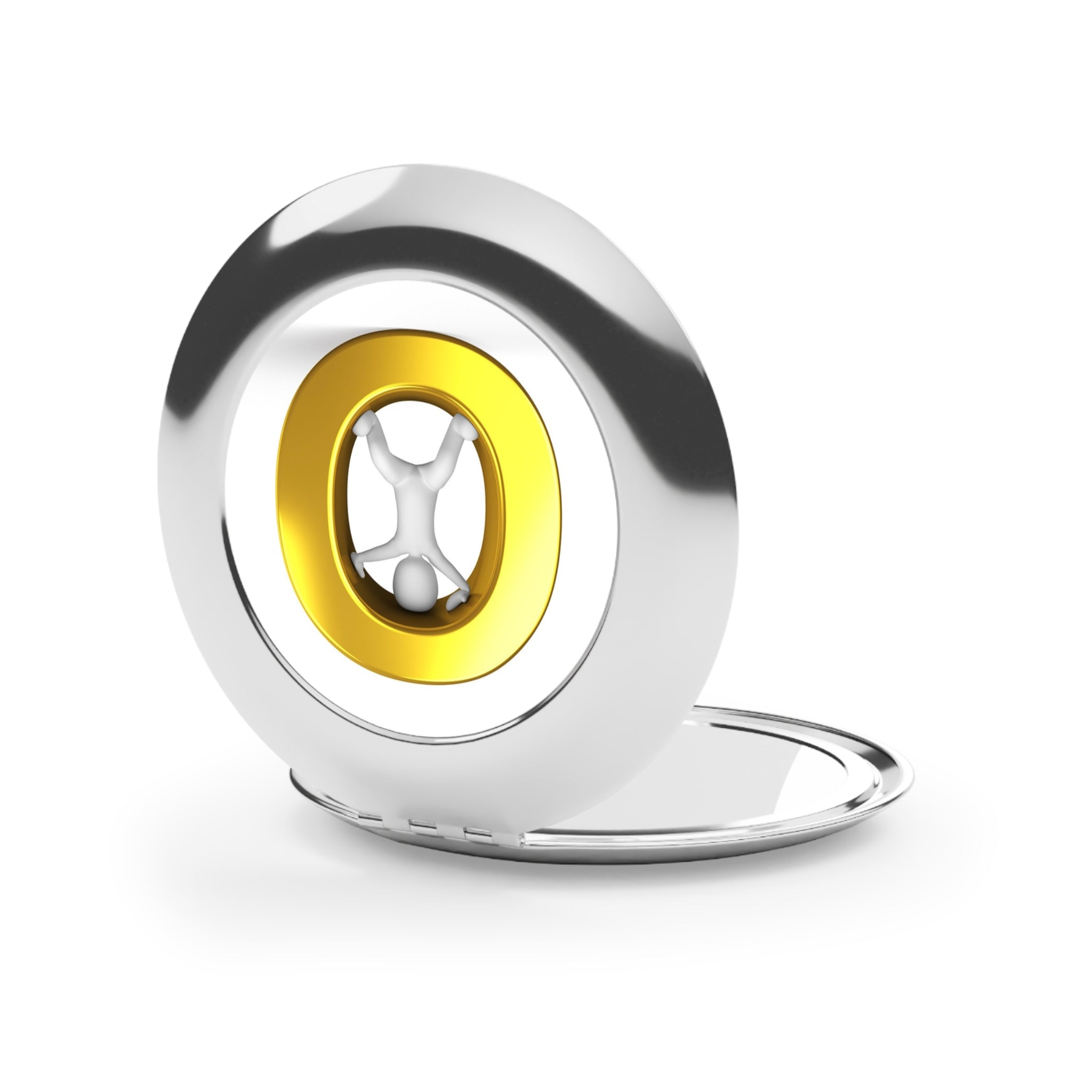 Gold Letter O Figure Compact Travel Mirror | Pocket Makeup Mirror