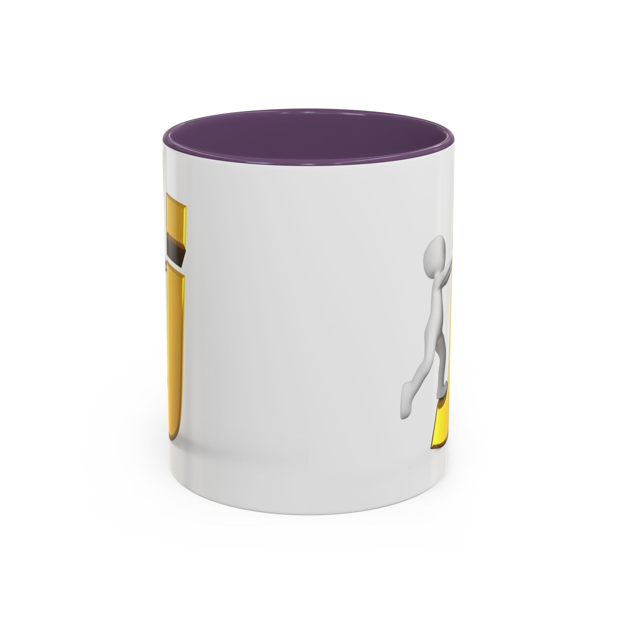 Tasse avec figurine 3D bâton poussant la lettre J dorée | Tasse à café