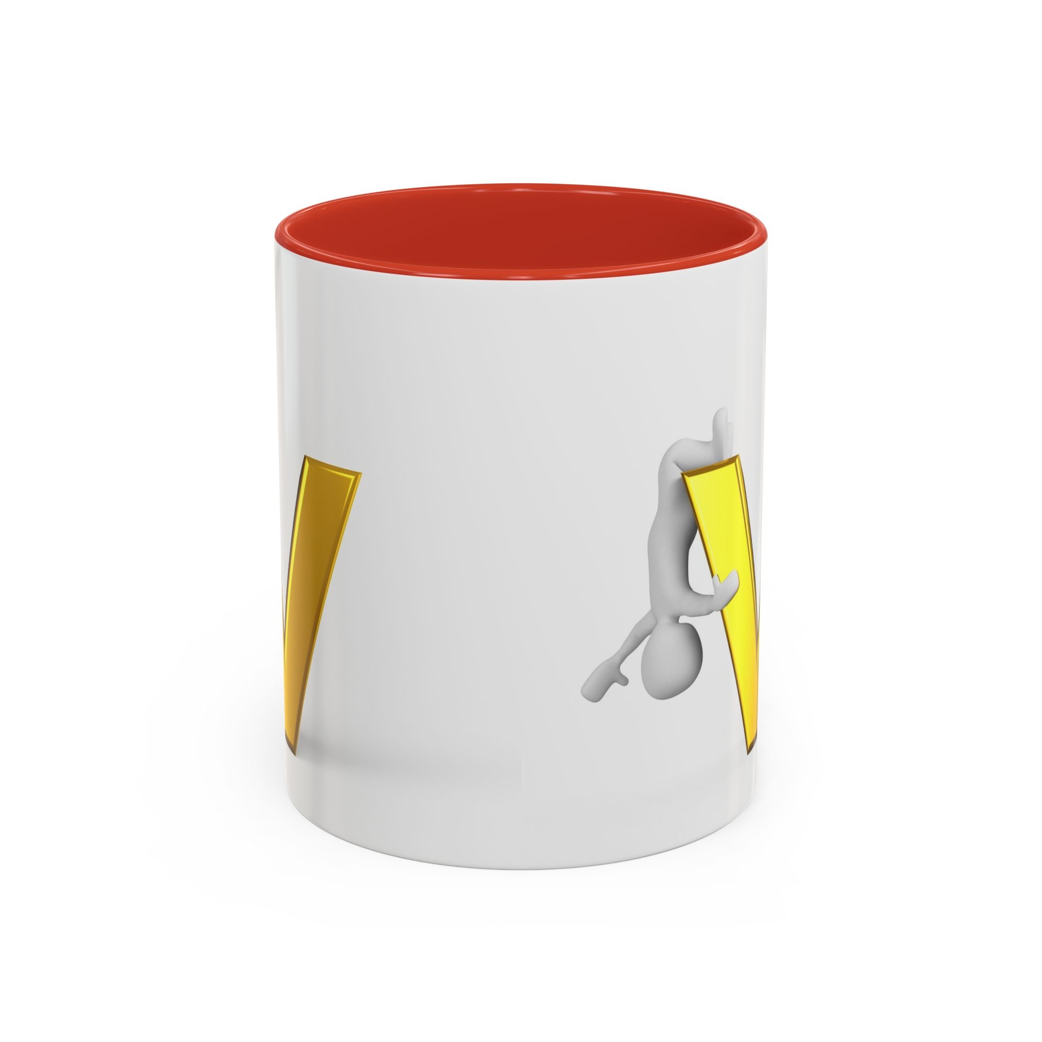 Mug en forme de V doré avec figure | Mug à café avec anse et intérieur colorés