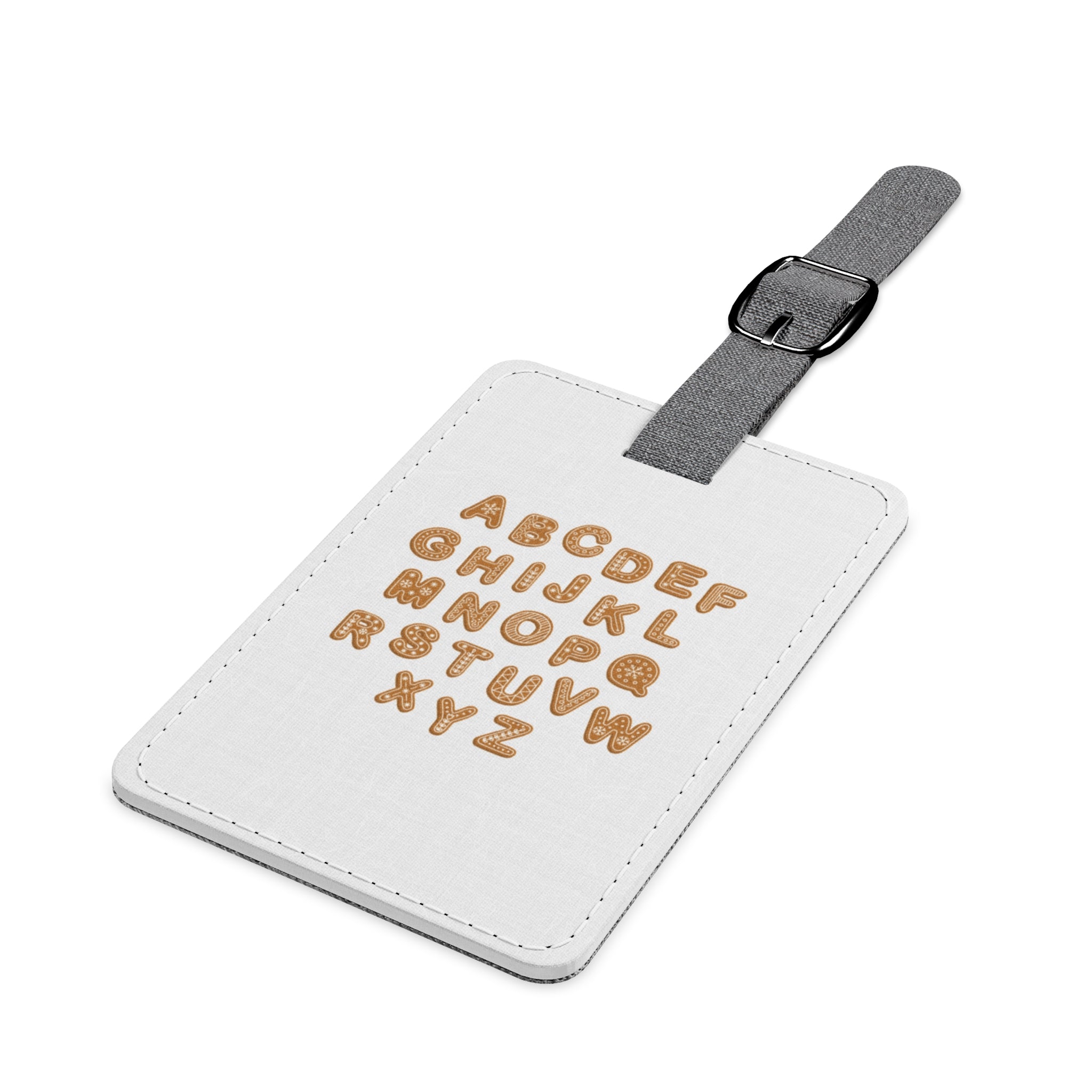 Étiquette à bagages alphabétique en aquarelle marron | Polyester Saffiano rectangulaire