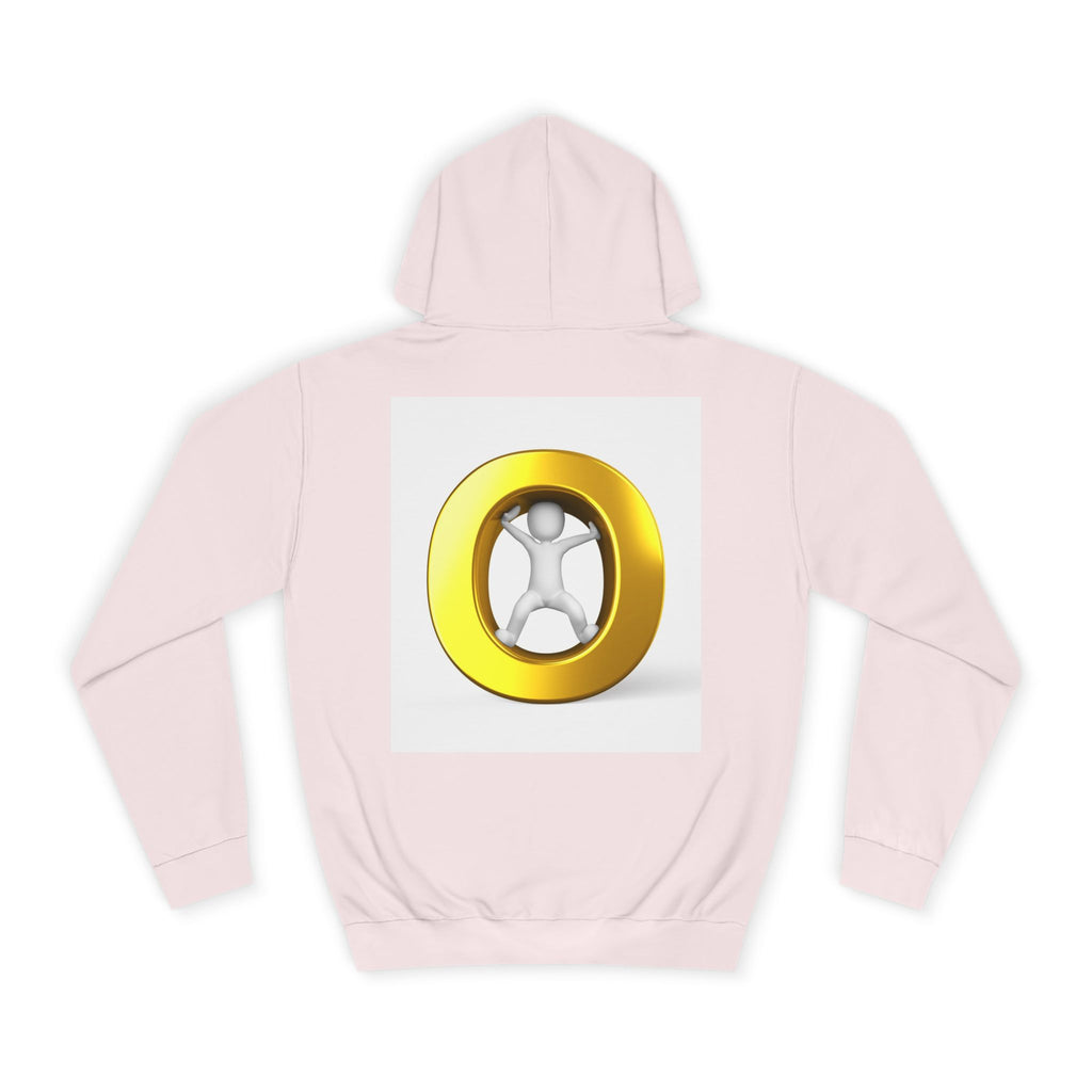 Gold Letter O with Abstract Figure Hoodie | Minimal Graphic Sweatshirt