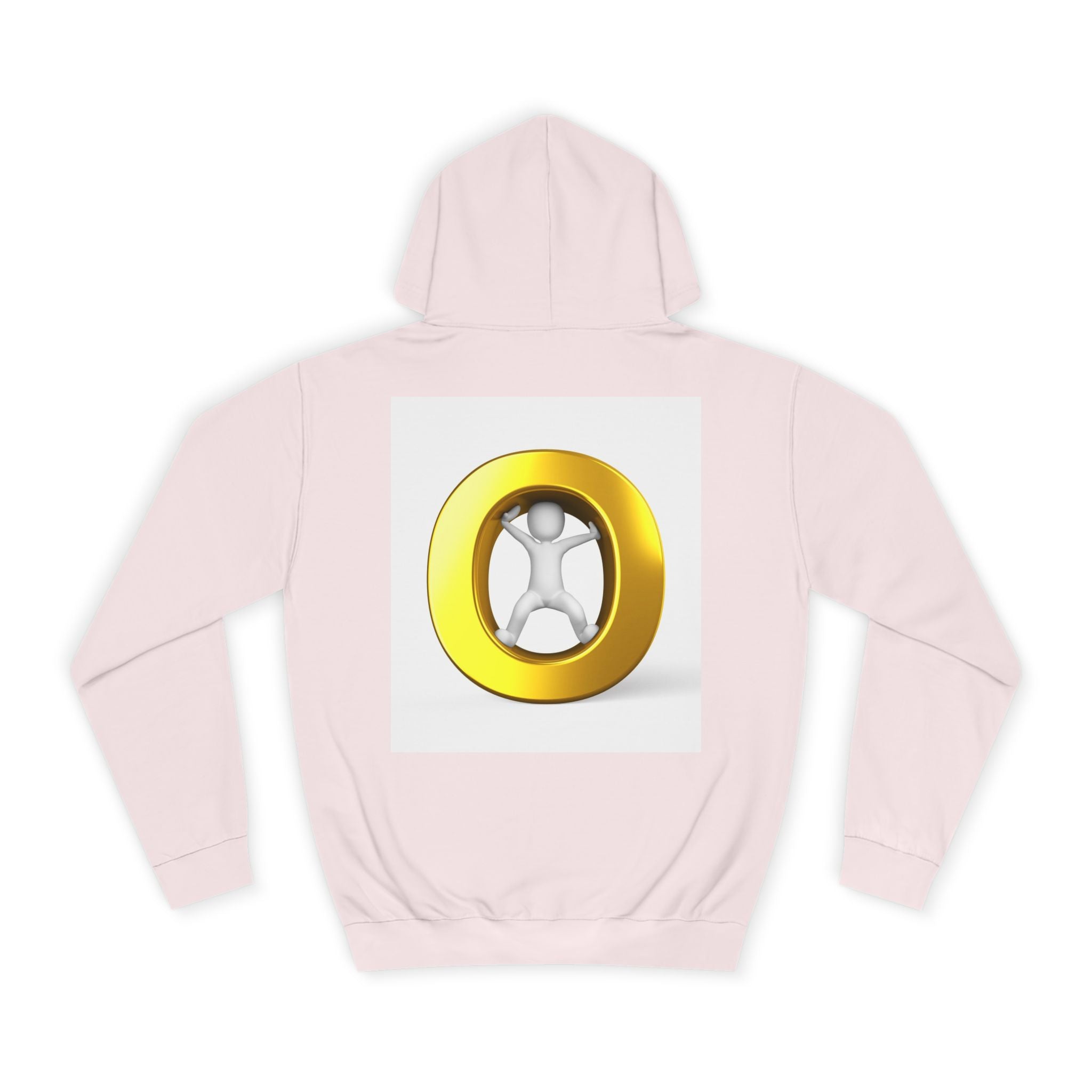 Gold Letter O with Abstract Figure Hoodie | Minimal Graphic Sweatshirt