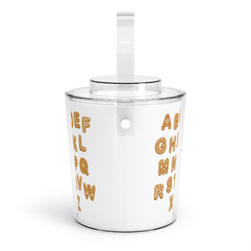Alphabet Cookie Letters Ice Bucket with Tongs | Vintage Cookie Typography