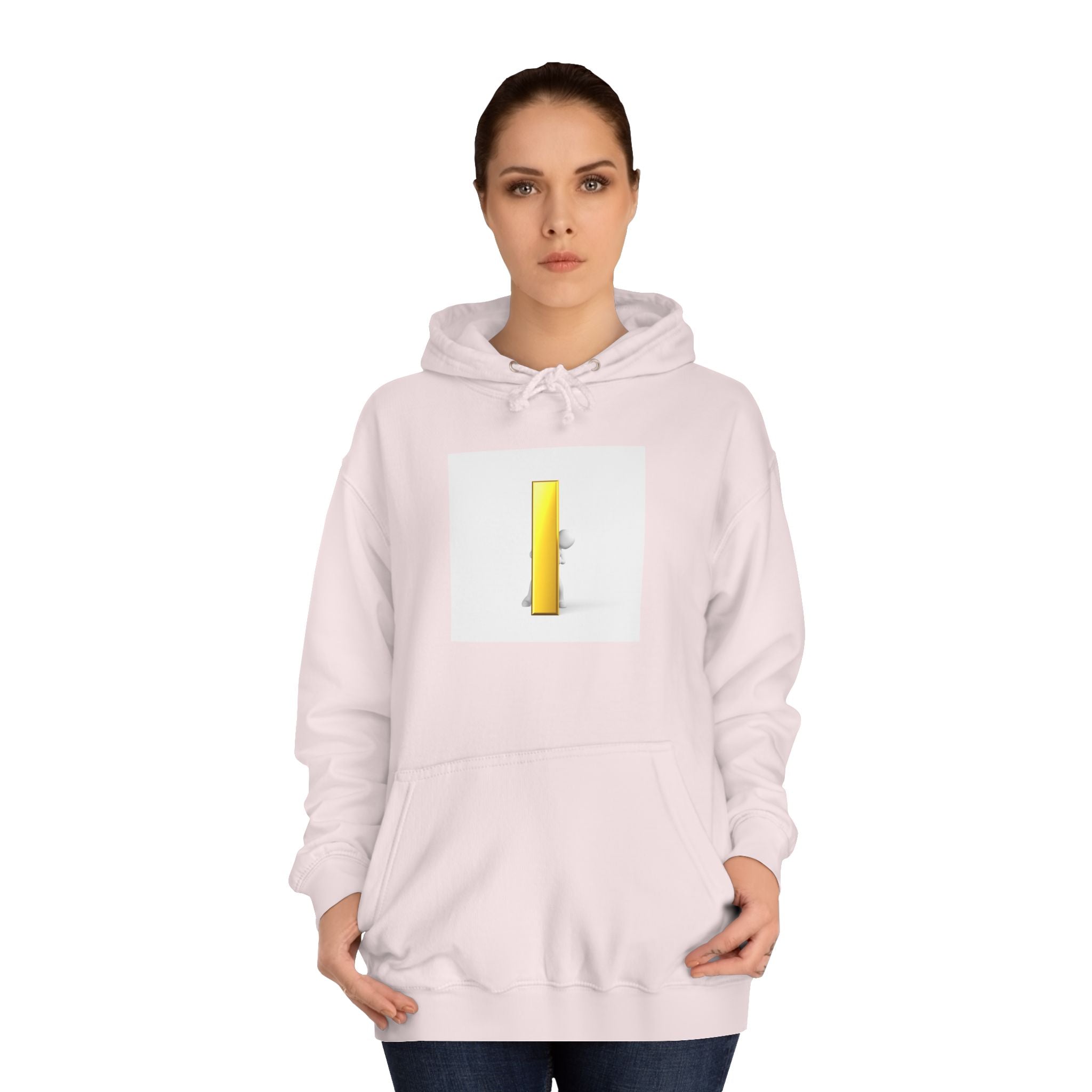 Gold Letter i Character Hoodie | Minimalist 3D Column Illustration
