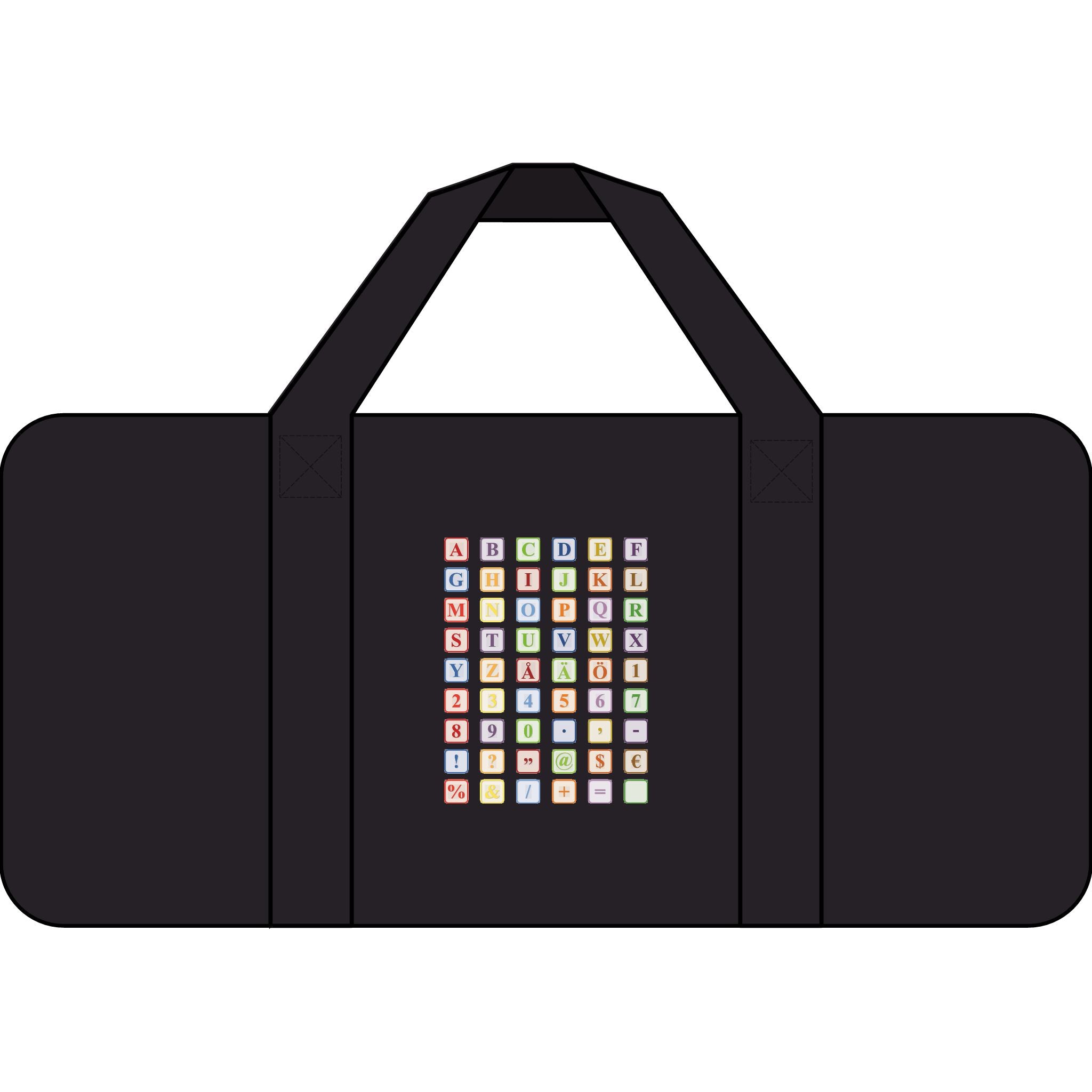 Checkerboard Strap Duffel Bag, Alphabet Tile Patch Travel Bag