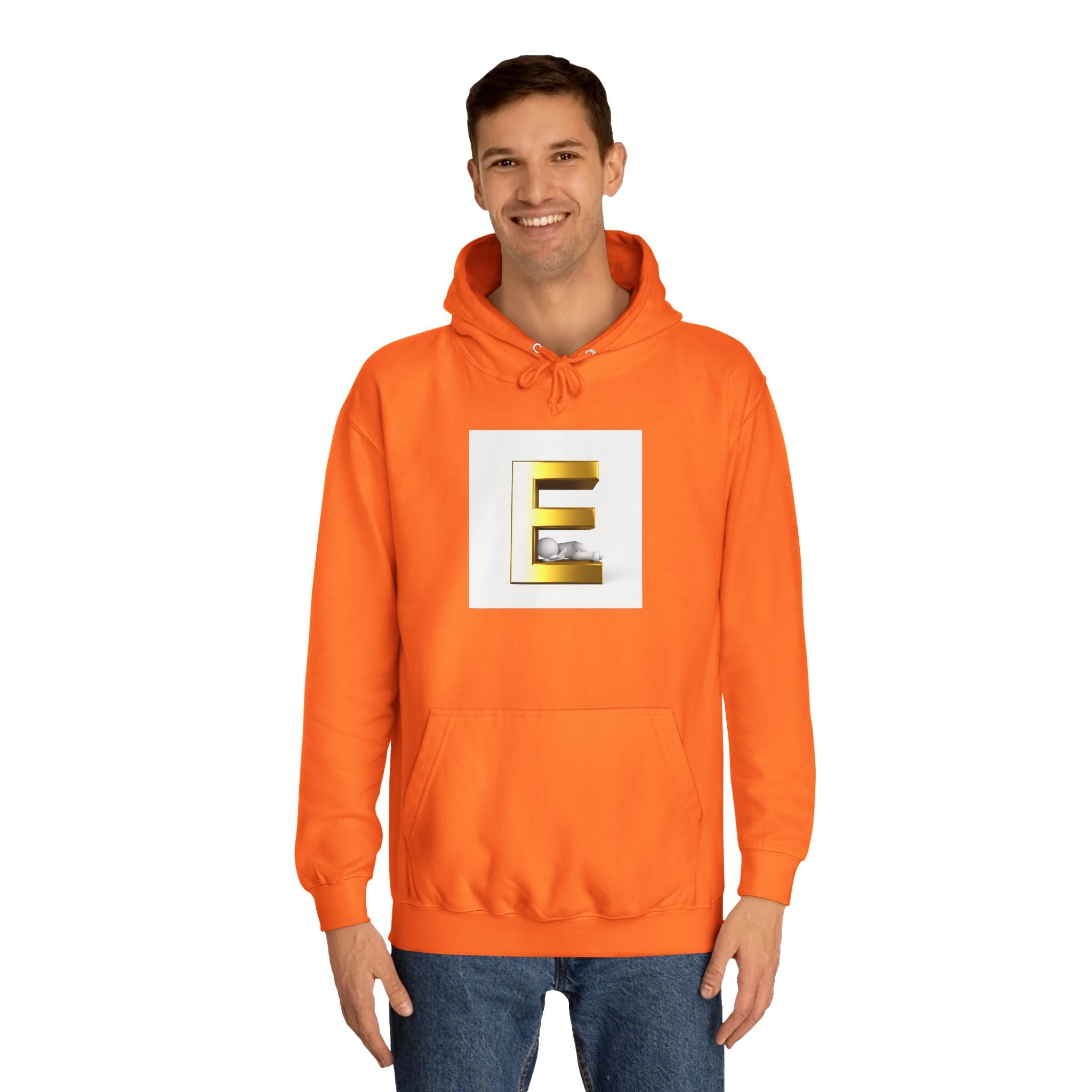 Gold 3D Letter E Hoodie | Monogram Initial Sweatshirt