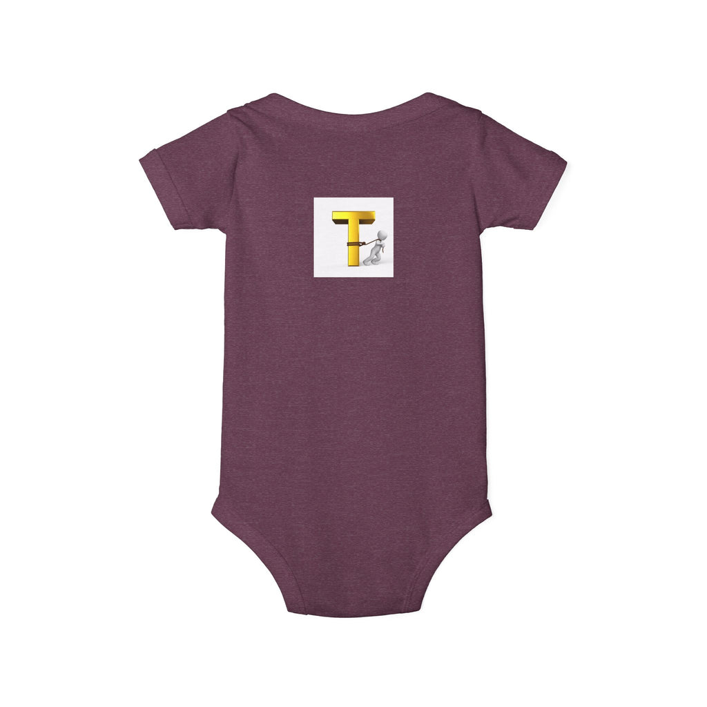Yellow Letter T with Figure Infant Onesie | Baby Monogram Onesie