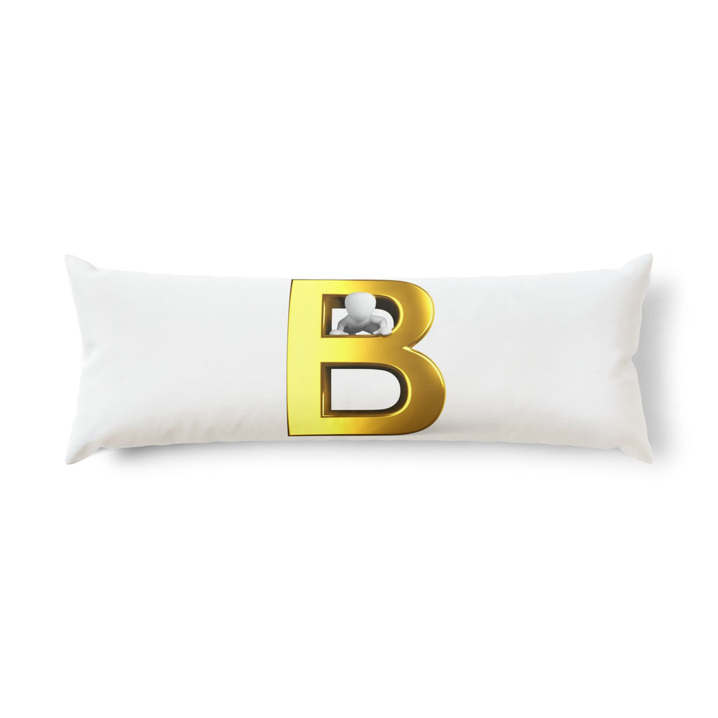 Gold Letter B Monogram Body Pillow | Initial B Decorative Pillow