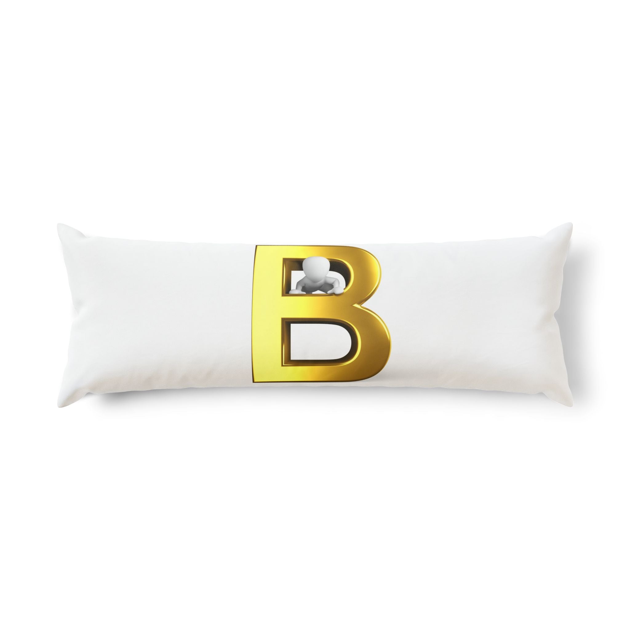Gold Letter B Monogram Body Pillow | Initial B Decorative Pillow