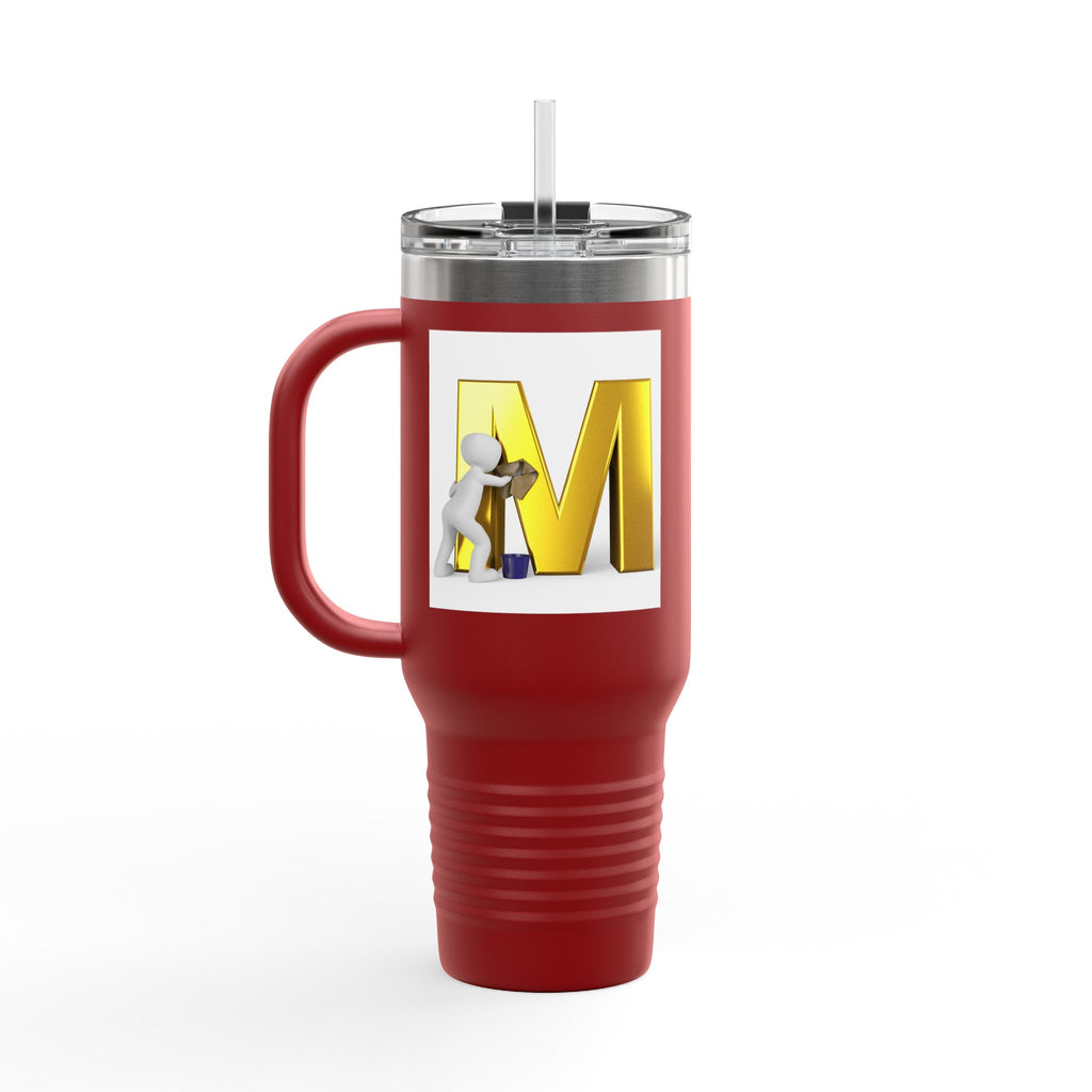 3D Gold Letter M with Figure Travel Mug | 40oz Insulated Tumbler
