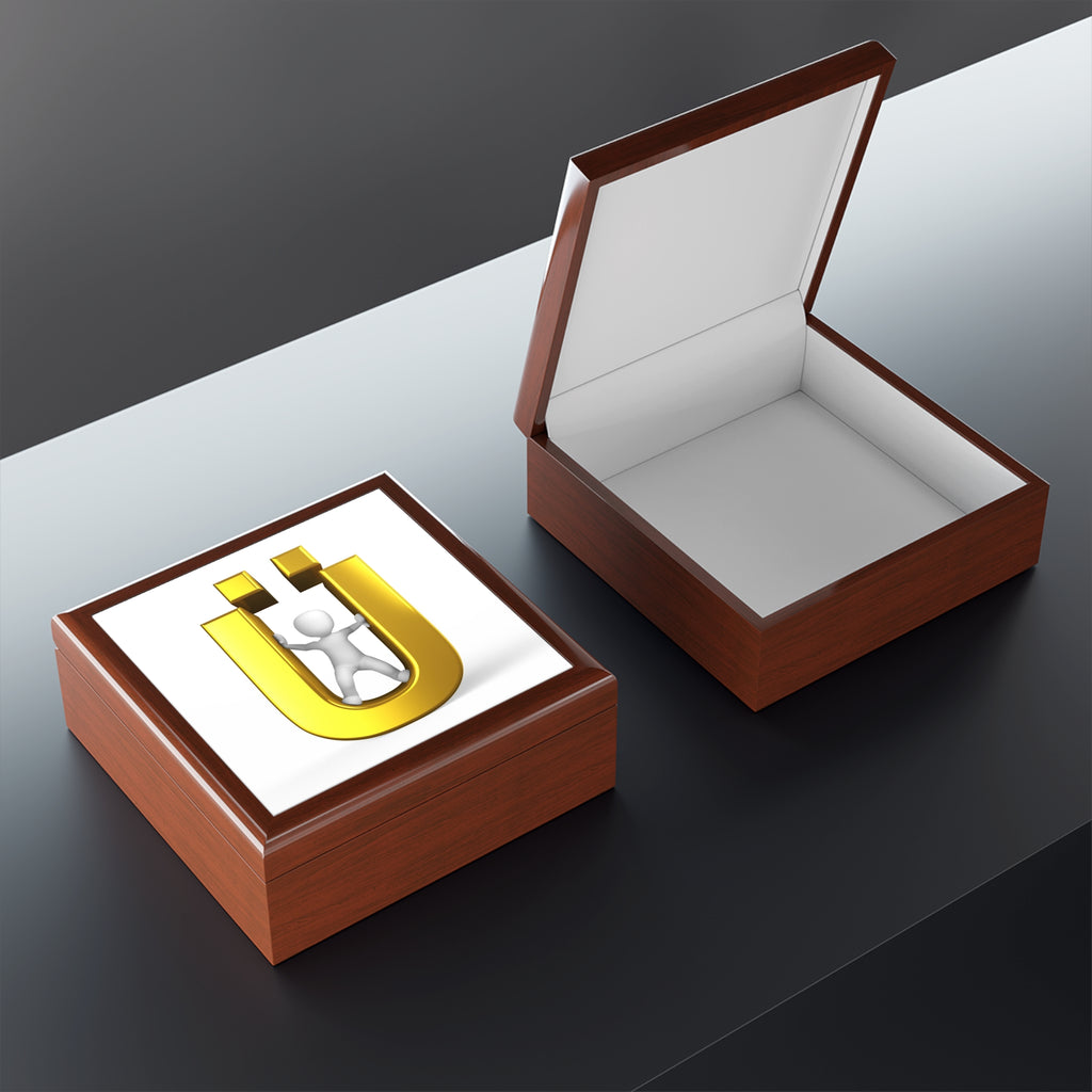Gold Letter Ü Initial Jewelry Box | Monogram Case