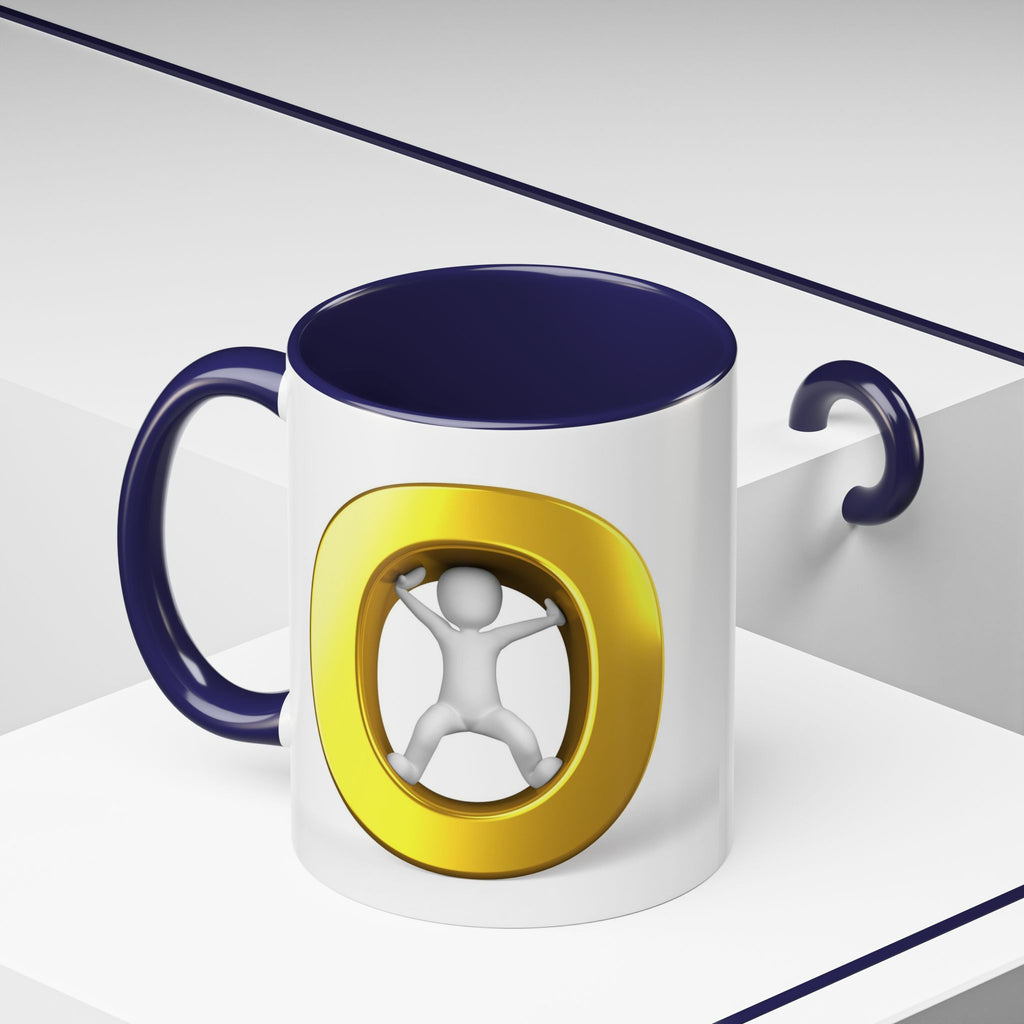 Stick Figure Inside Gold Letter O Mug | Accent Coffee Mug 11oz 15oz