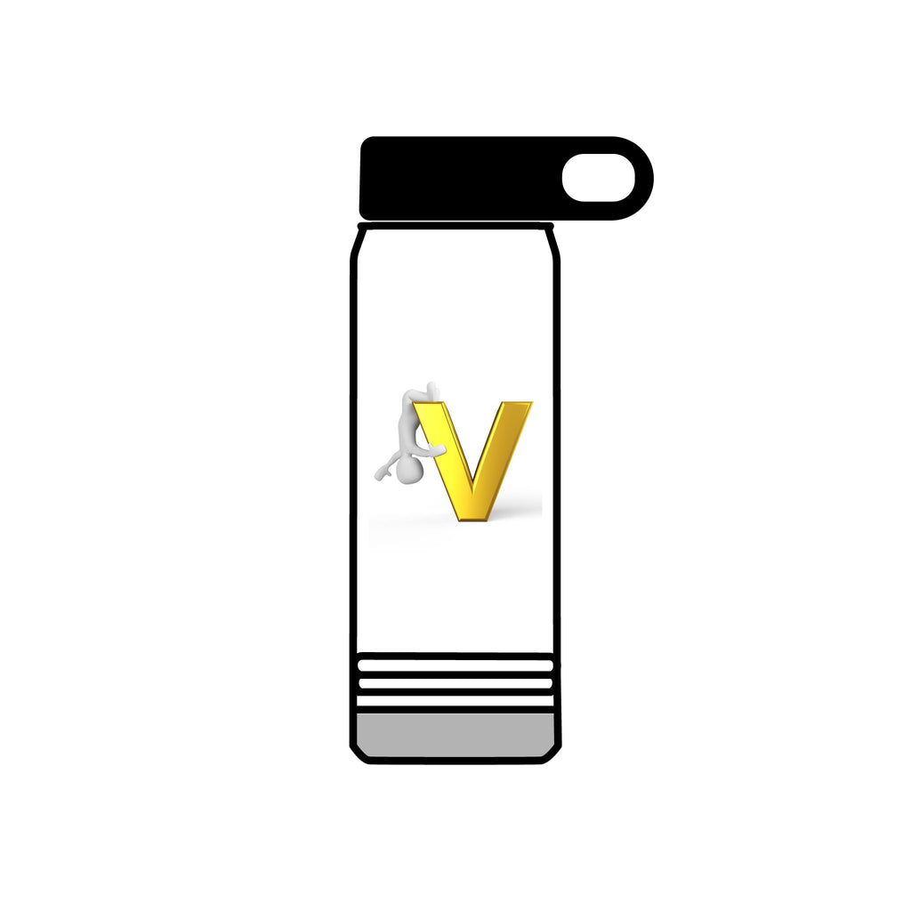 Gold Letter V Monogram Water Bottle | Initial V 20oz Travel Bottle