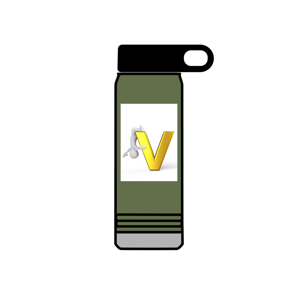 Gold Letter V Monogram Water Bottle | Initial V 20oz Travel Bottle