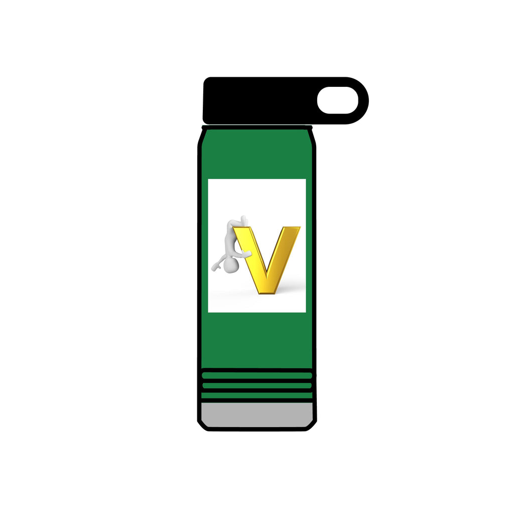 Gold Letter V Monogram Water Bottle | Initial V 20oz Travel Bottle