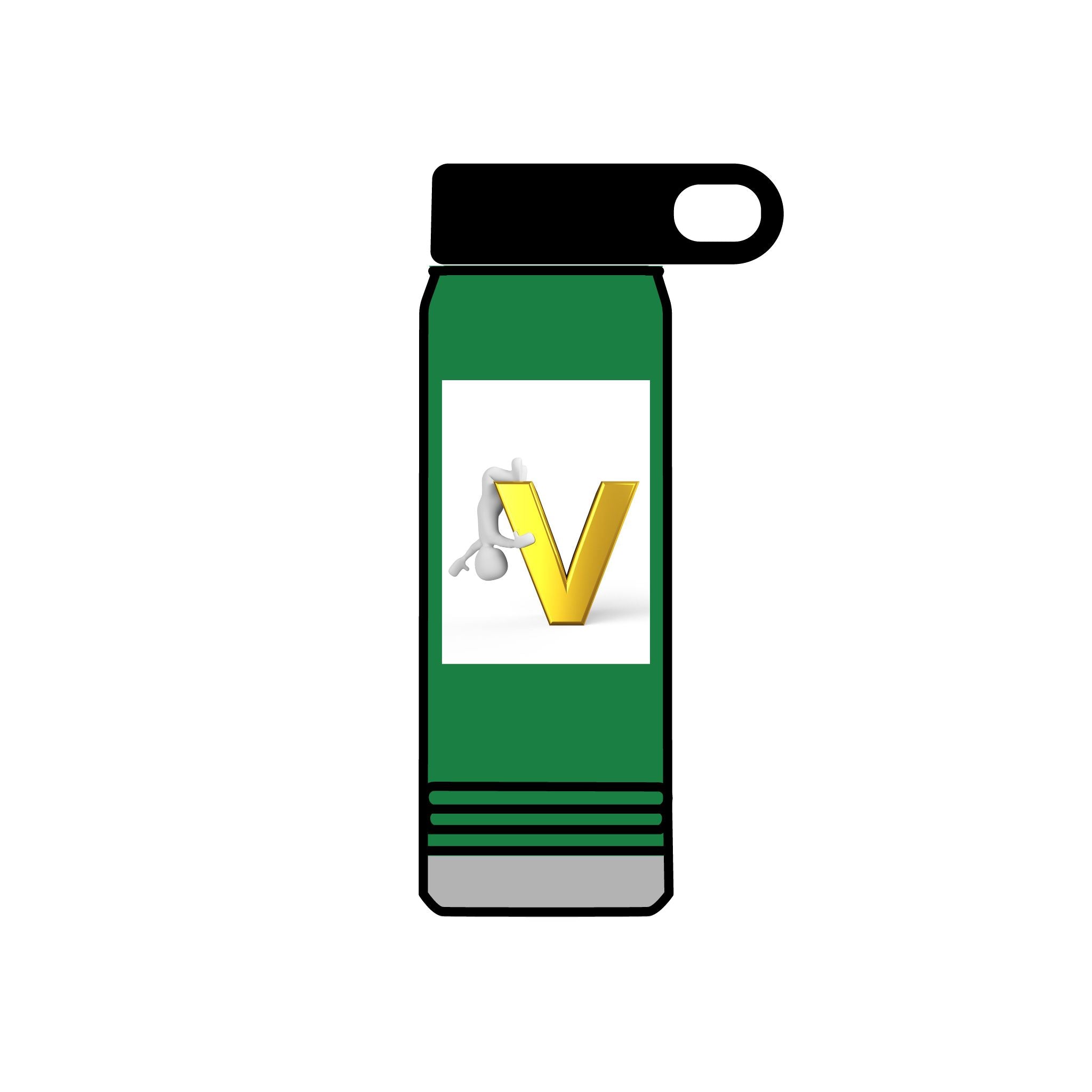 Gold Letter V Monogram Water Bottle | Initial V 20oz Travel Bottle