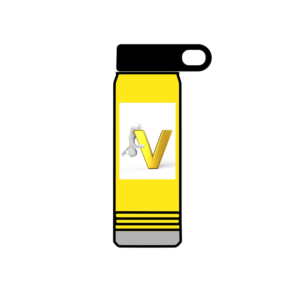 Gold Letter V Monogram Water Bottle | Initial V 20oz Travel Bottle