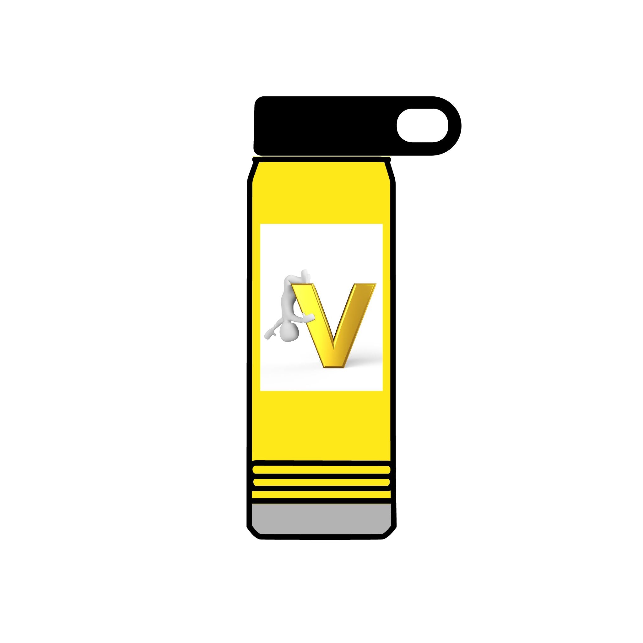Gold Letter V Monogram Water Bottle | Initial V 20oz Travel Bottle