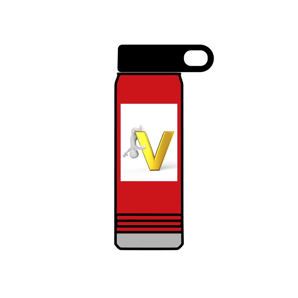 Gold Letter V Monogram Water Bottle | Initial V 20oz Travel Bottle