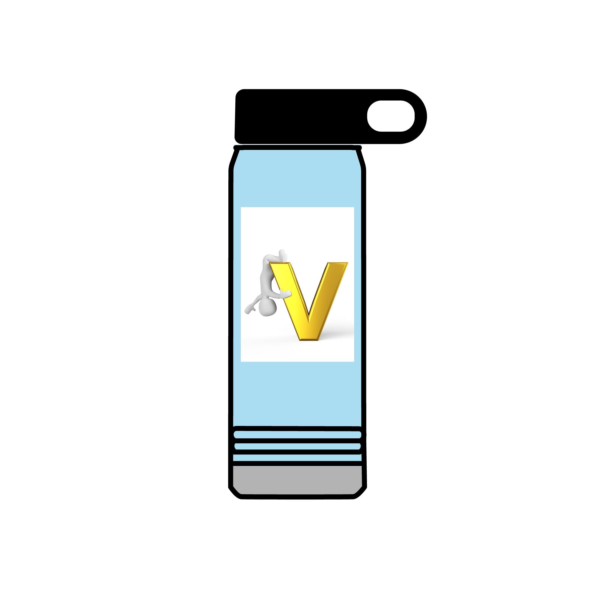 Gold Letter V Monogram Water Bottle | Initial V 20oz Travel Bottle