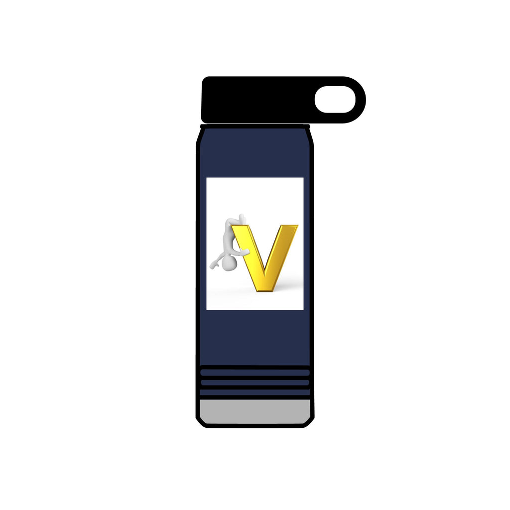 Gold Letter V Monogram Water Bottle | Initial V 20oz Travel Bottle