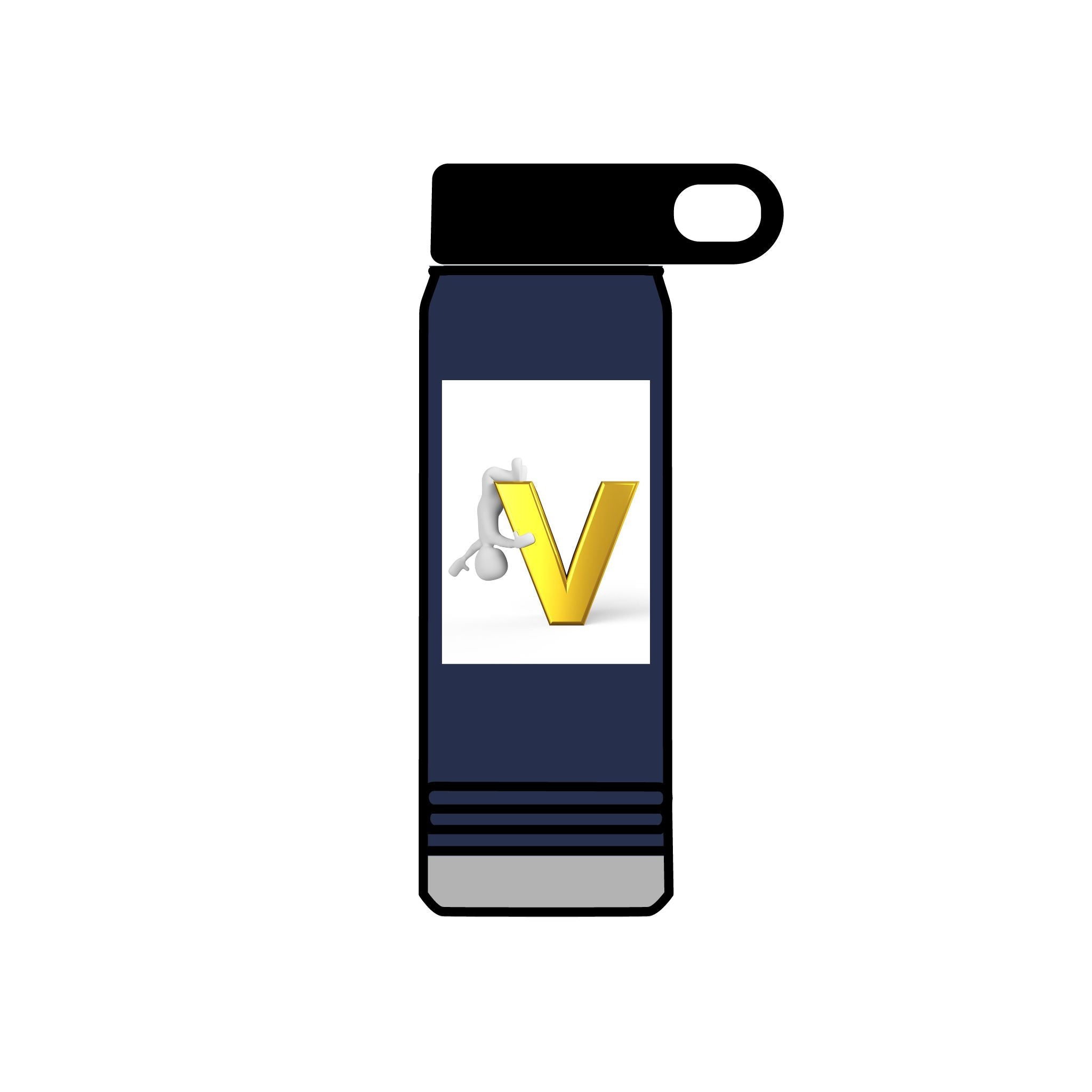 Gold Letter V Monogram Water Bottle | Initial V 20oz Travel Bottle