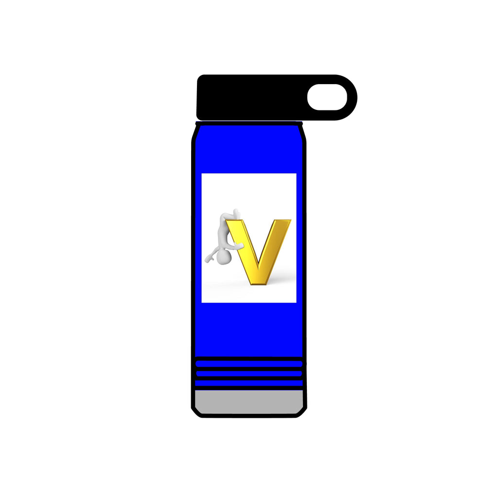 Gold Letter V Monogram Water Bottle | Initial V 20oz Travel Bottle