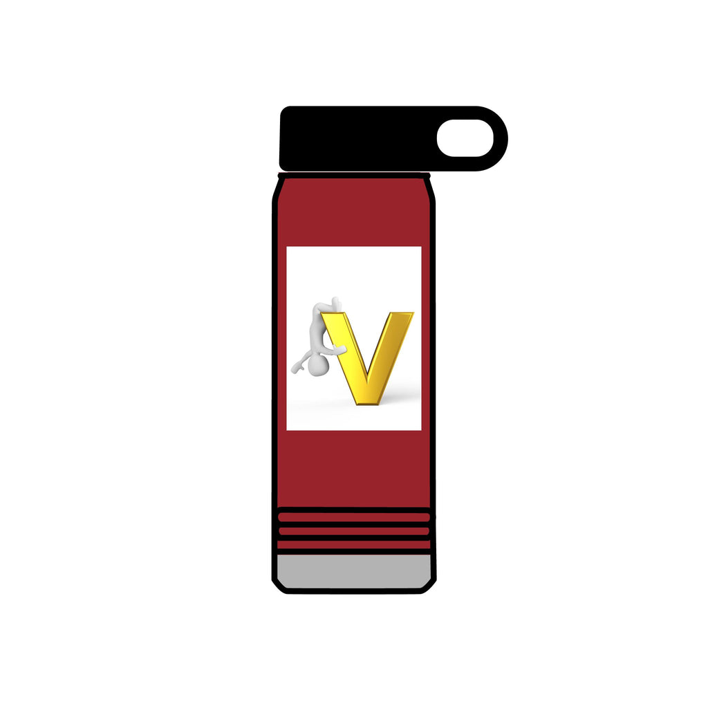 Gold Letter V Monogram Water Bottle | Initial V 20oz Travel Bottle