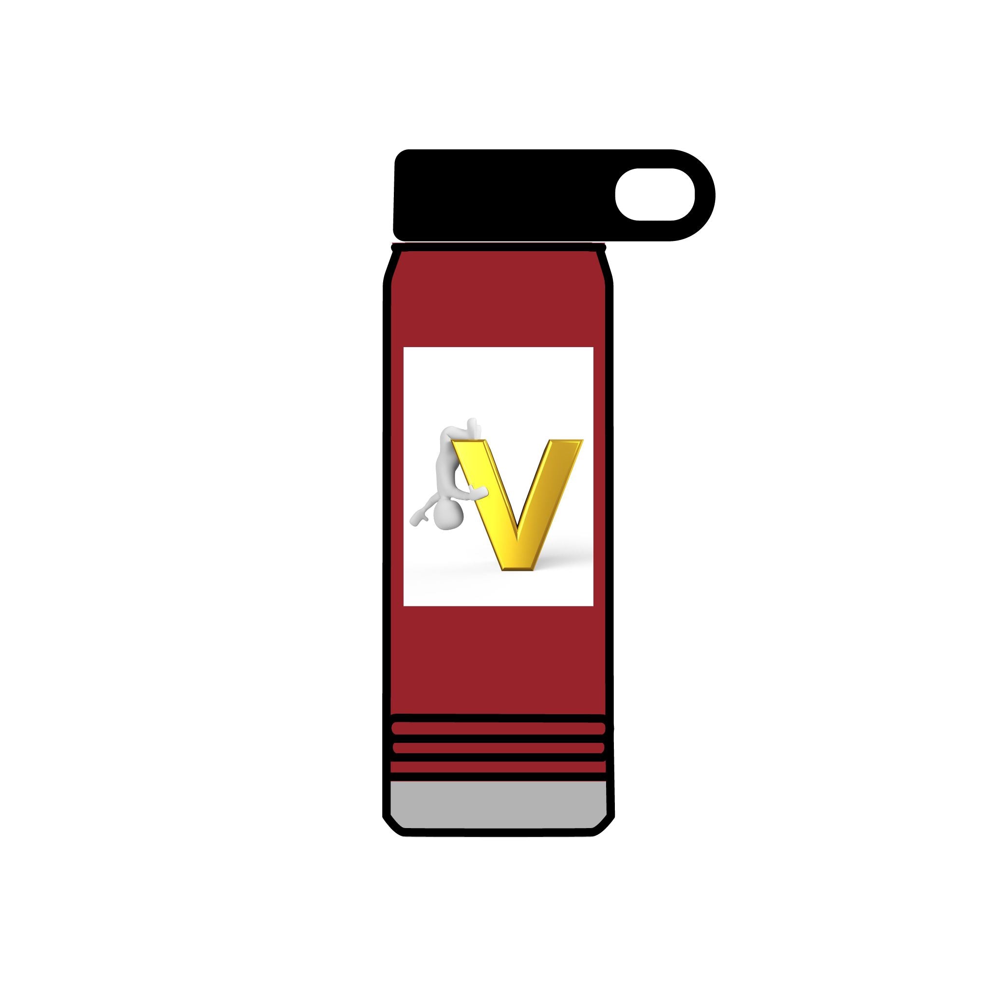 Gold Letter V Monogram Water Bottle | Initial V 20oz Travel Bottle