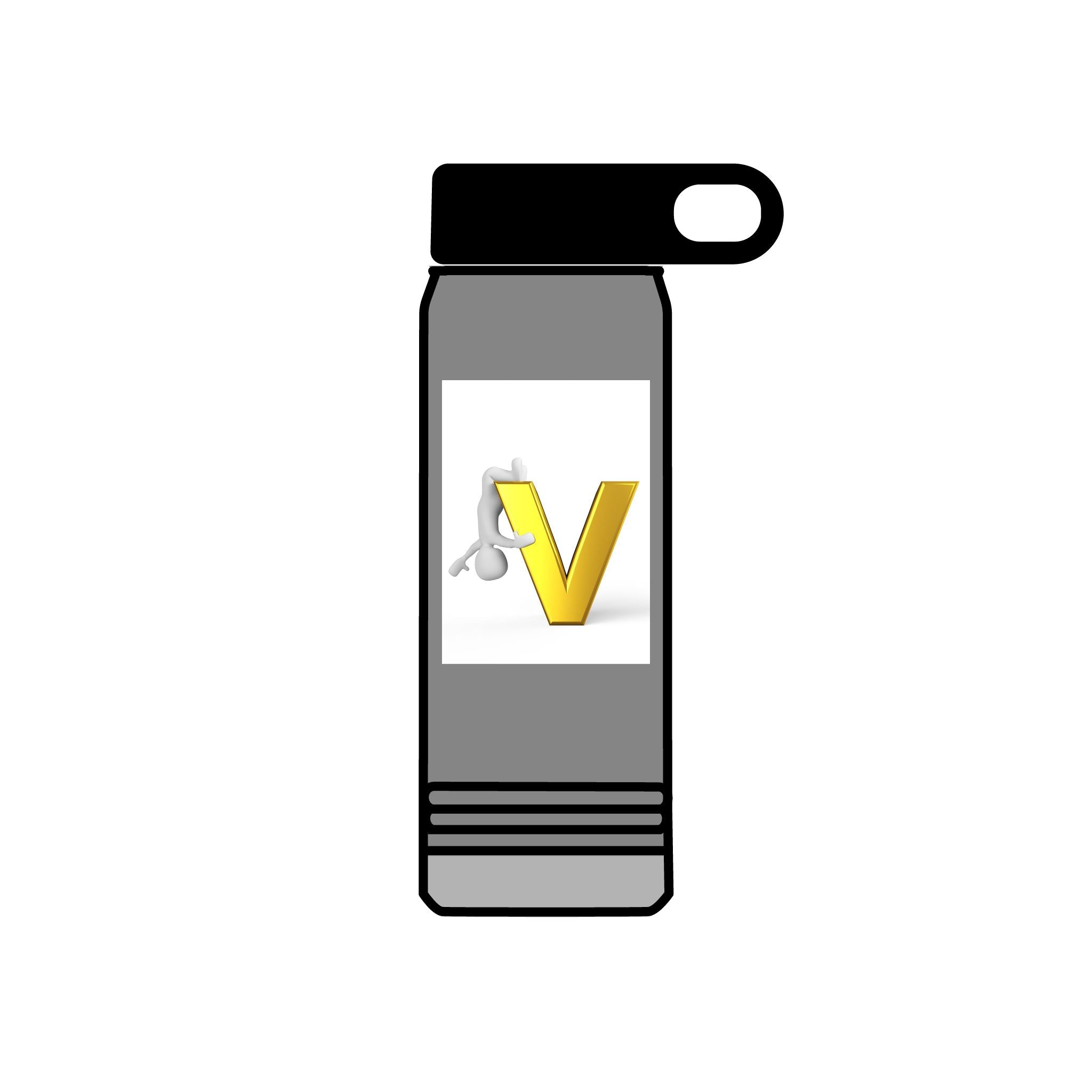 Gold Letter V Monogram Water Bottle | Initial V 20oz Travel Bottle