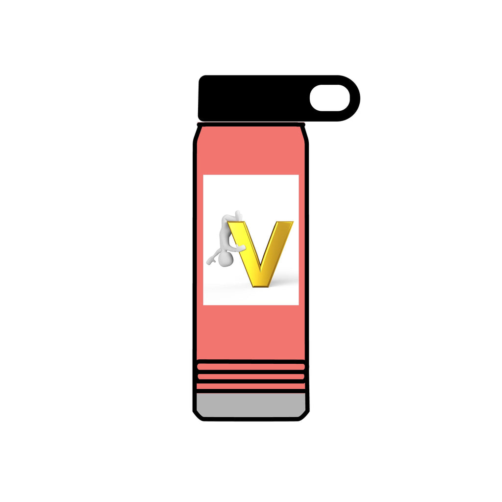 Gold Letter V Monogram Water Bottle | Initial V 20oz Travel Bottle