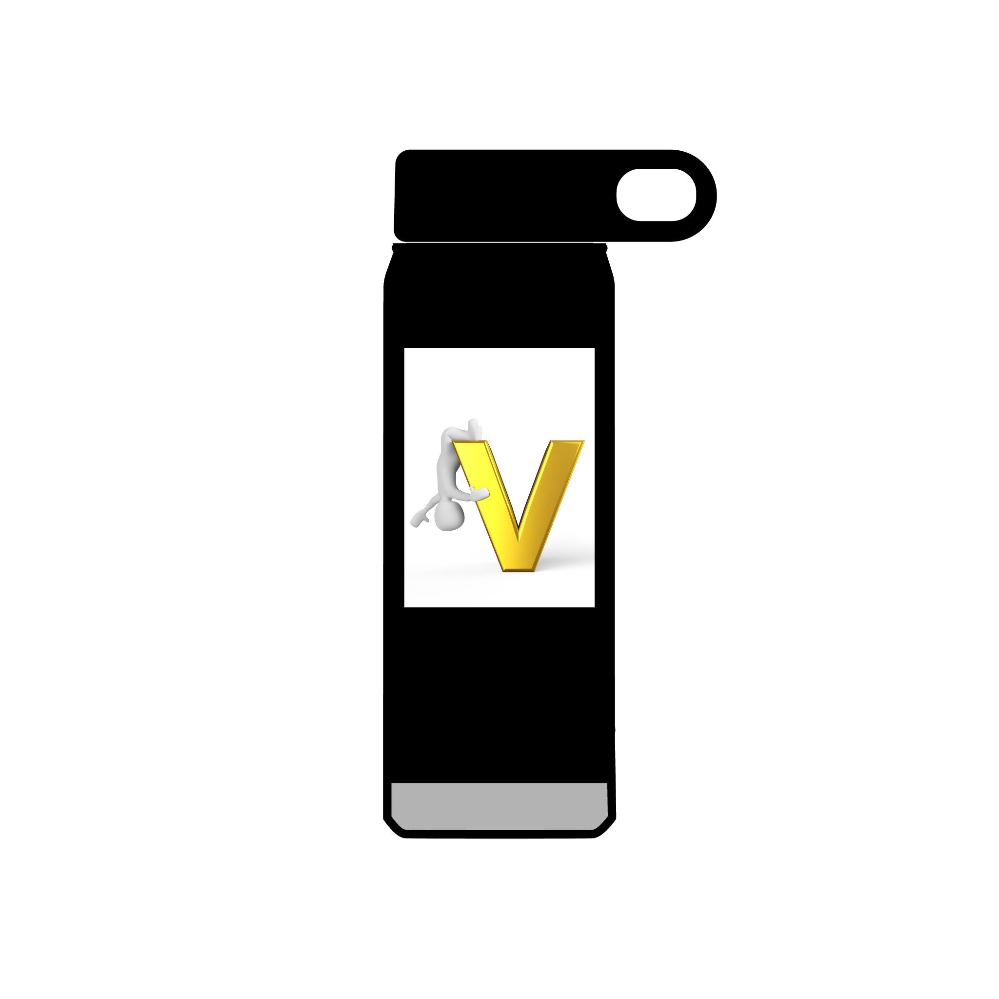 Gold Letter V Monogram Water Bottle | Initial V 20oz Travel Bottle