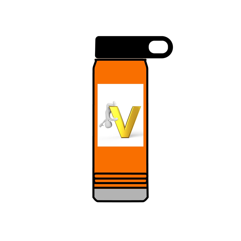 Gold Letter V Monogram Water Bottle | Initial V 20oz Travel Bottle