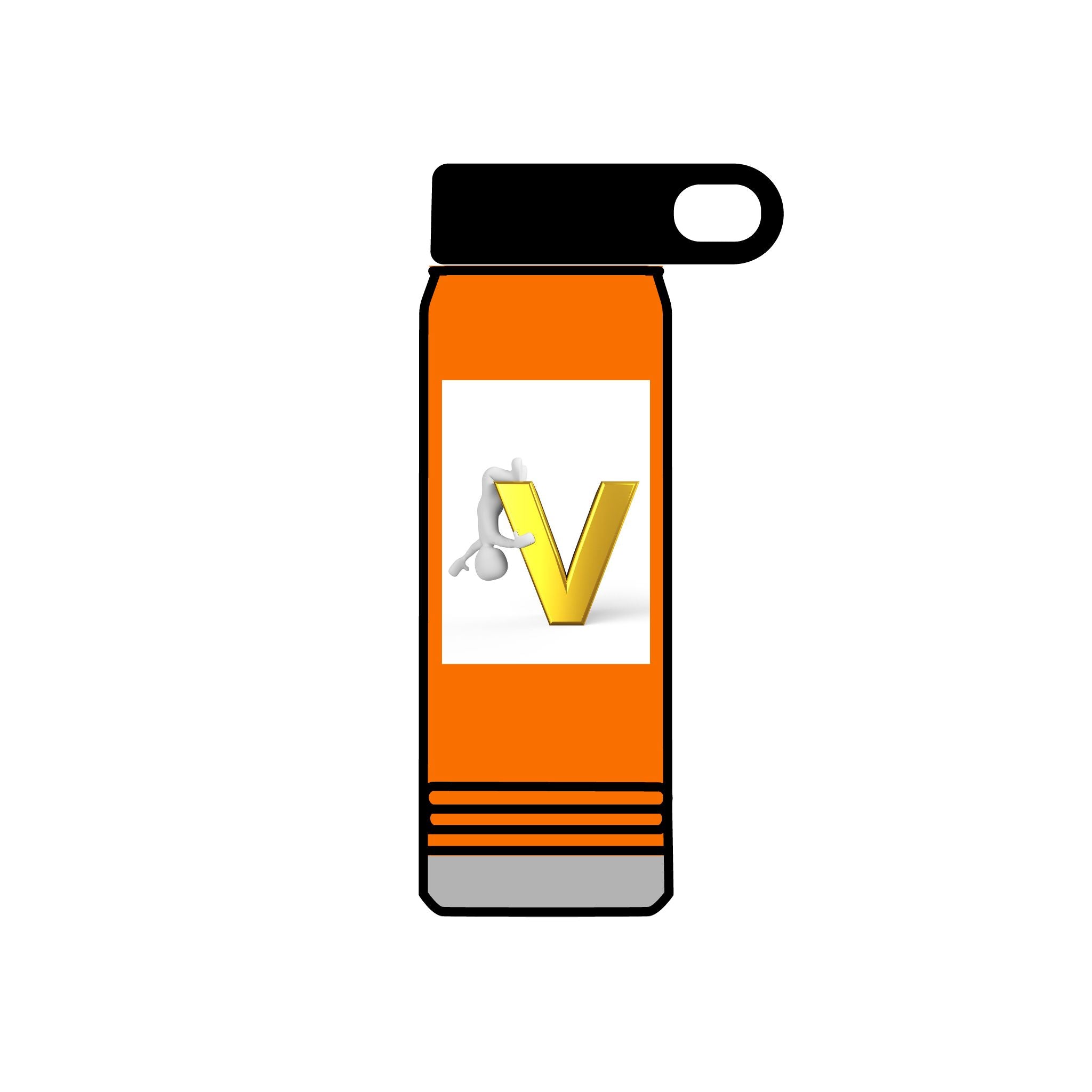 Gold Letter V Monogram Water Bottle | Initial V 20oz Travel Bottle
