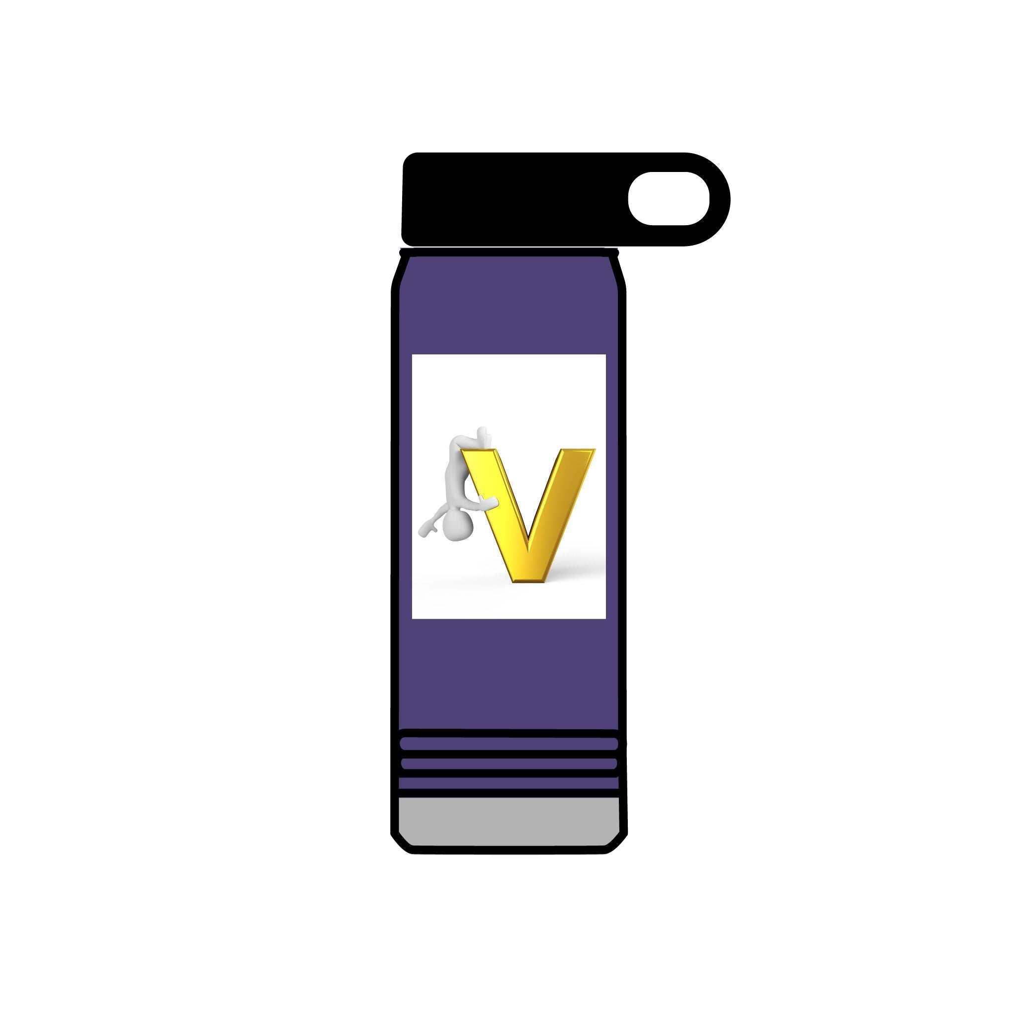 Gold Letter V Monogram Water Bottle | Initial V 20oz Travel Bottle